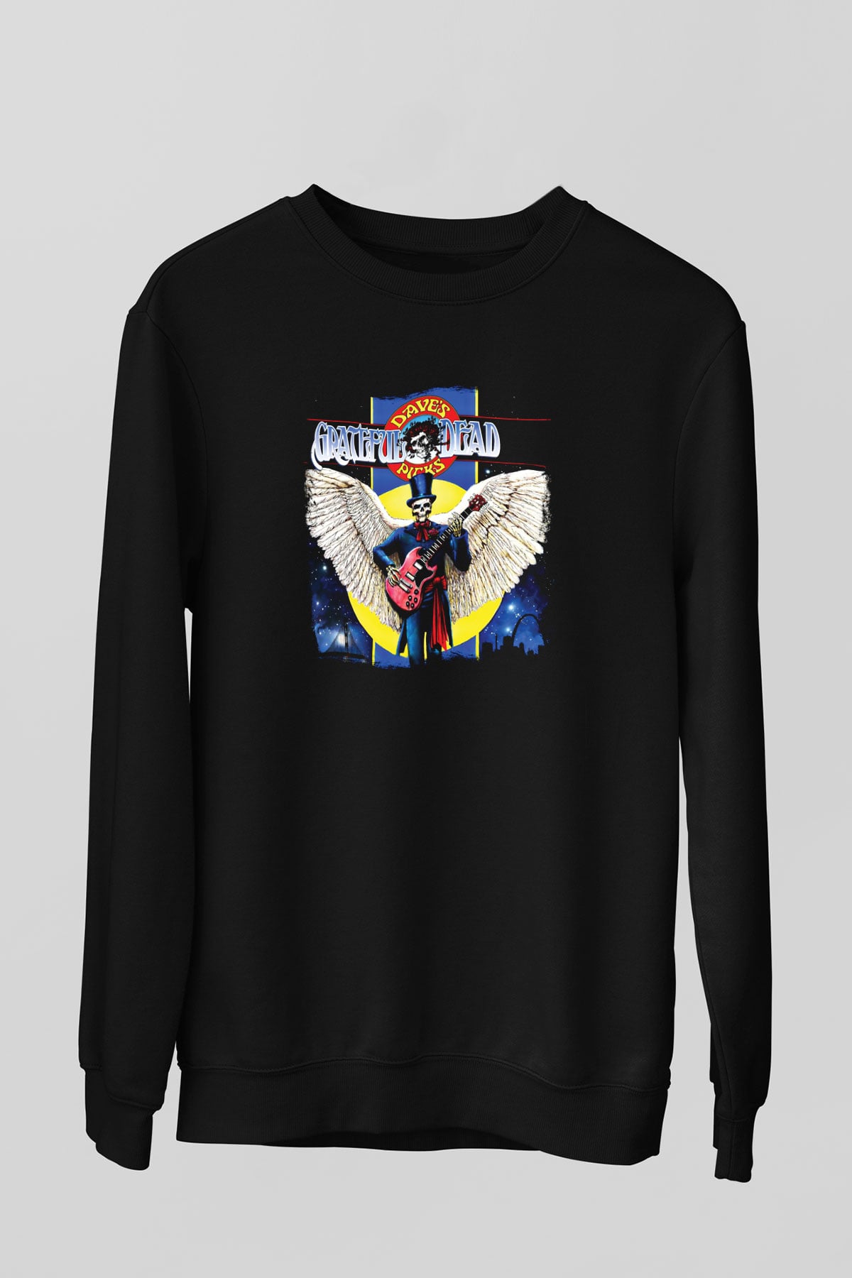 Grateful Dead Baskılı Unisex Siyah Sweatshirt