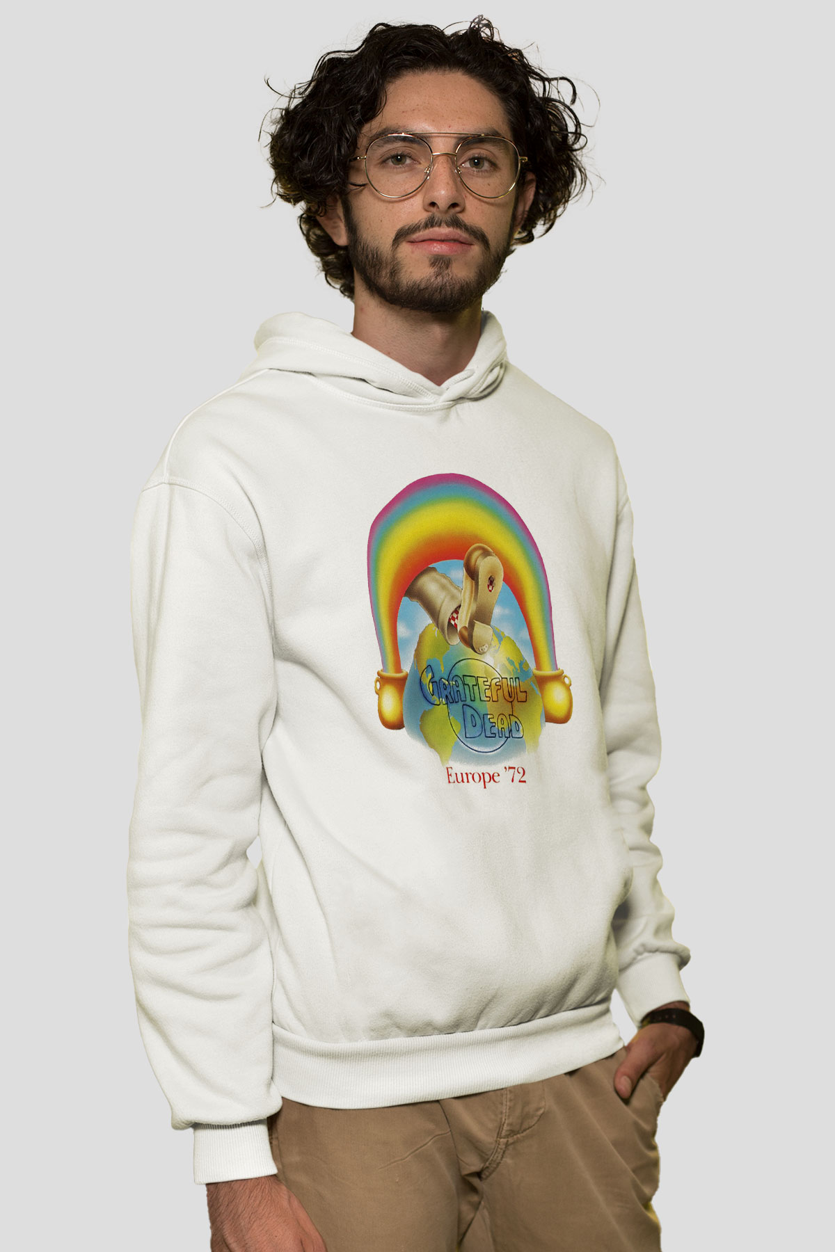 Grateful Dead Beyaz Unisex Kapşonlu Sweatshirt