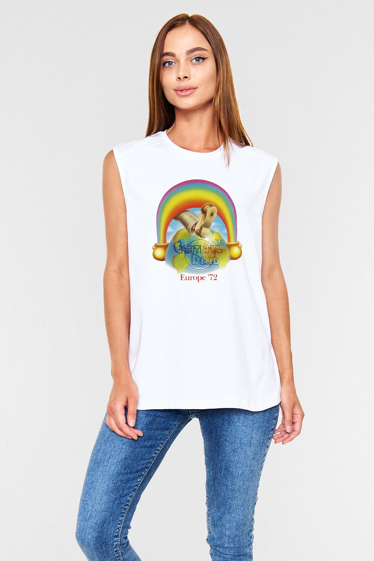 Grateful Dead Beyaz Unisex Kolsuz Tişört