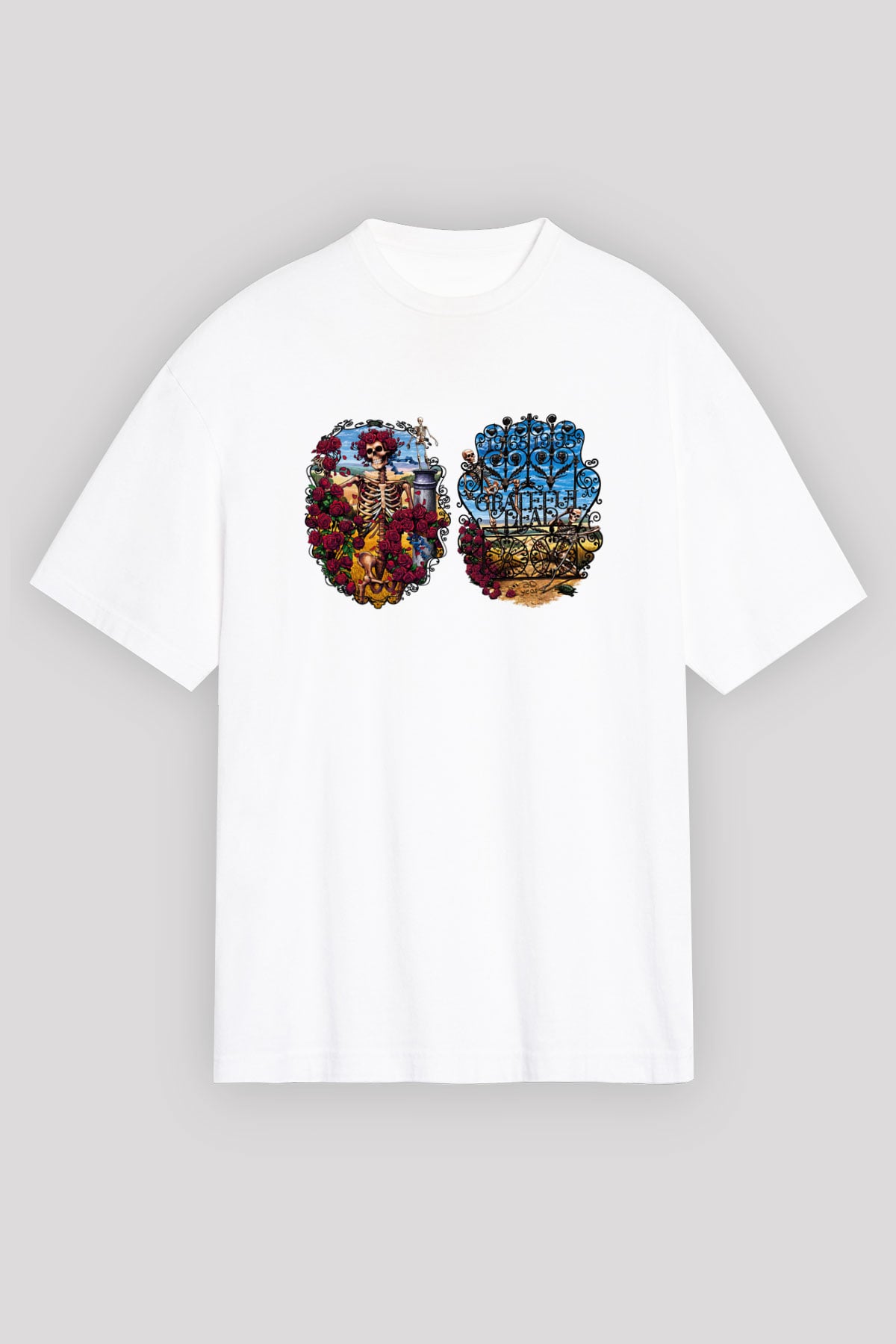 Grateful Dead Beyaz Unisex Oversize Tişört T-Shirt