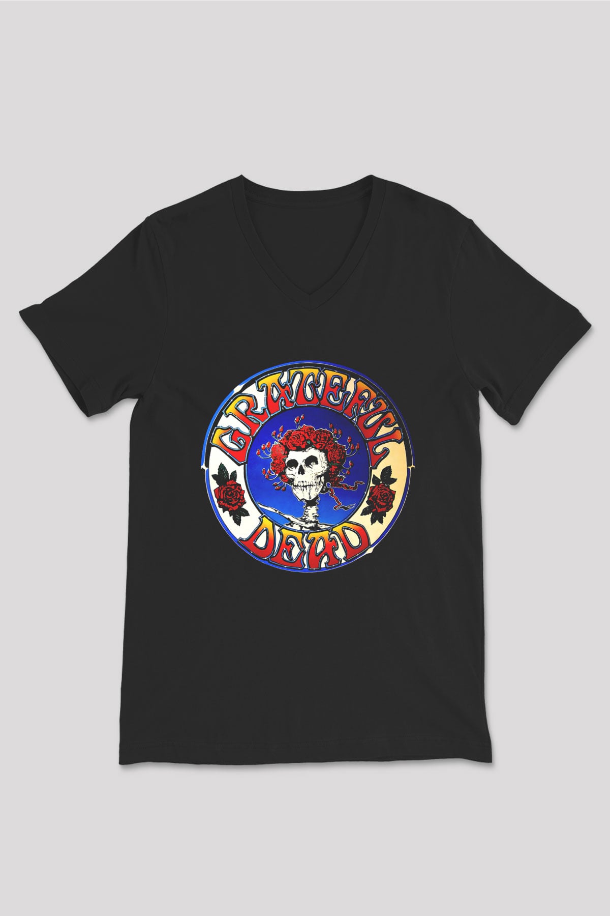 Grateful Dead Siyah Unisex V Yaka Tişört T-Shirt