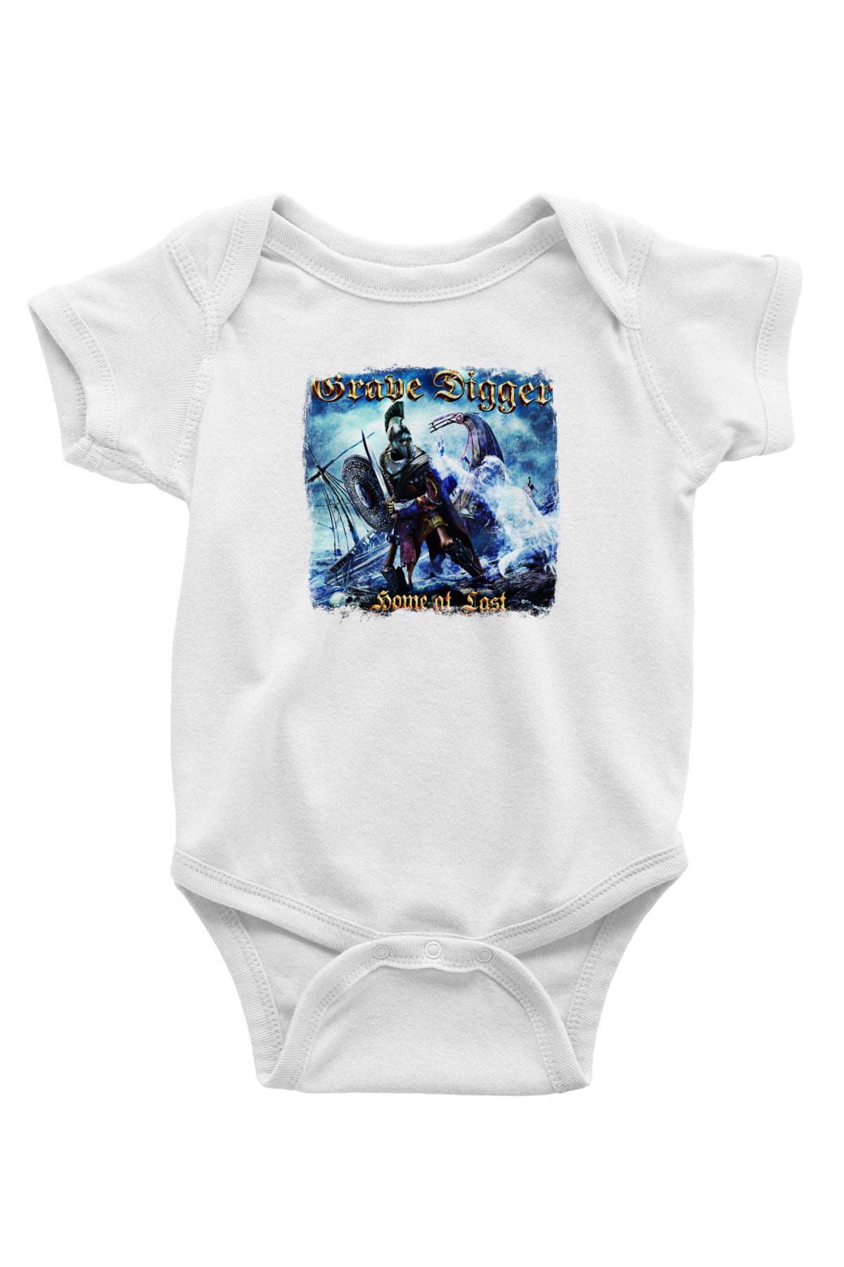 Grave Digger Baskılı Unisex Beyaz Bebek Body - Zıbın