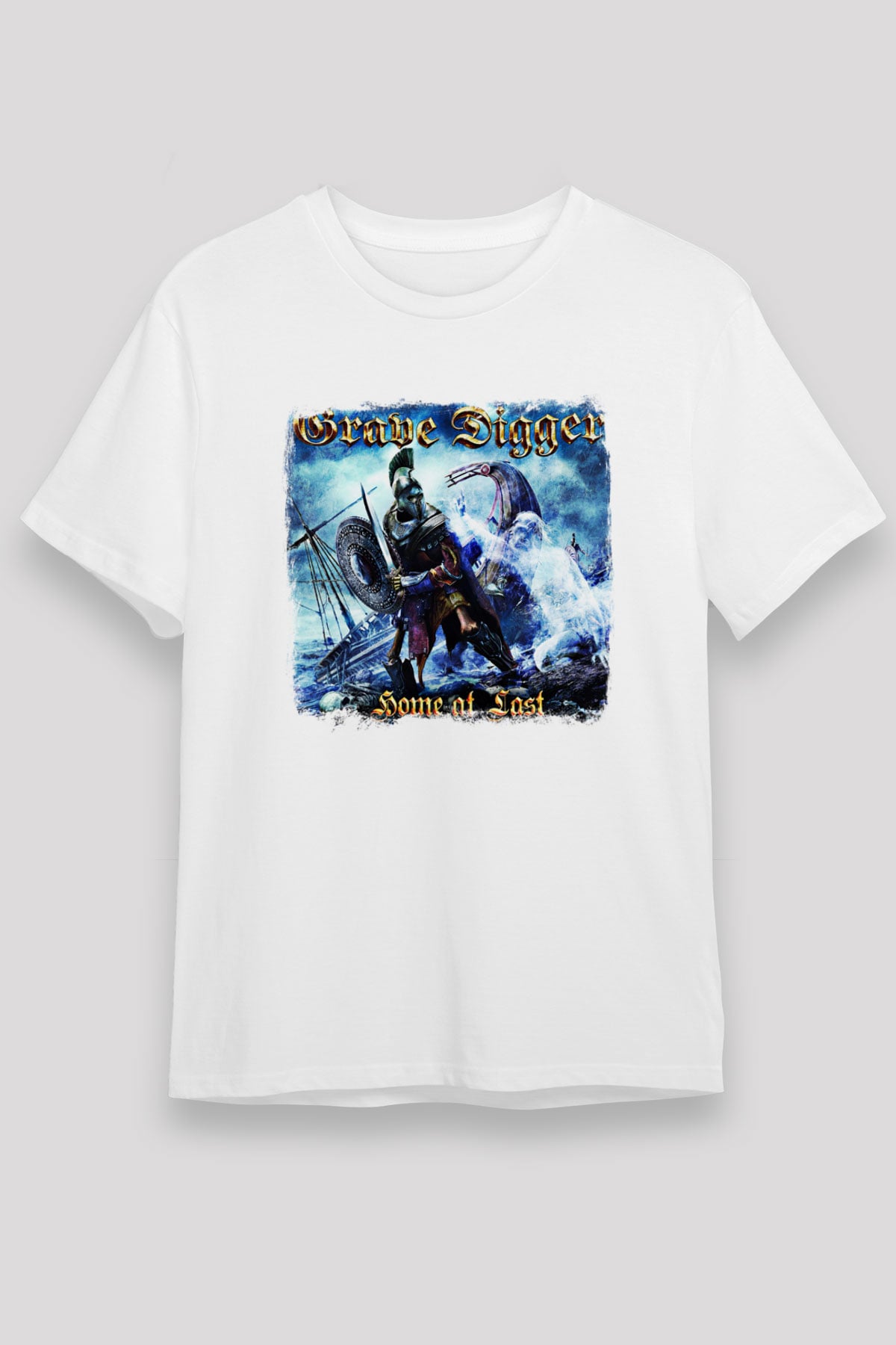 Grave Digger Baskılı Unisex Beyaz Tişört