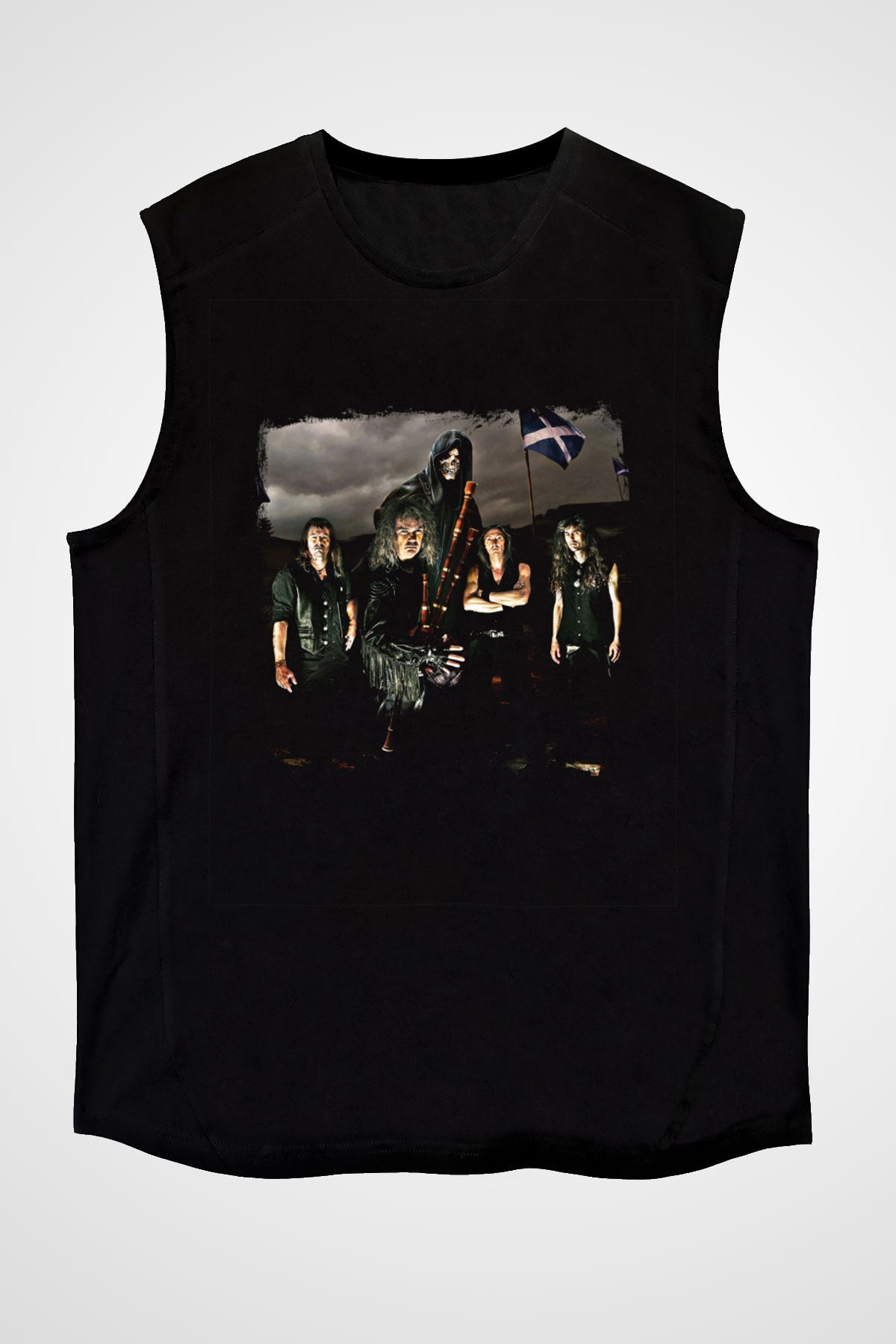 Grave Digger Baskılı Unisex Siyah Kolsuz Tişört