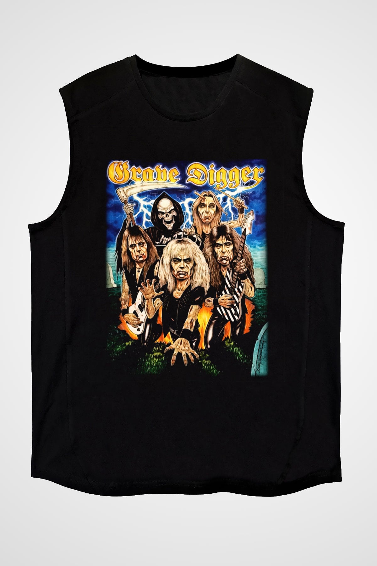 Grave Digger Siyah Unisex Kolsuz Tişört