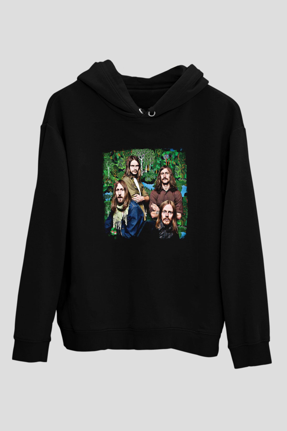 Graveyard Baskılı Unisex Siyah Hoodie