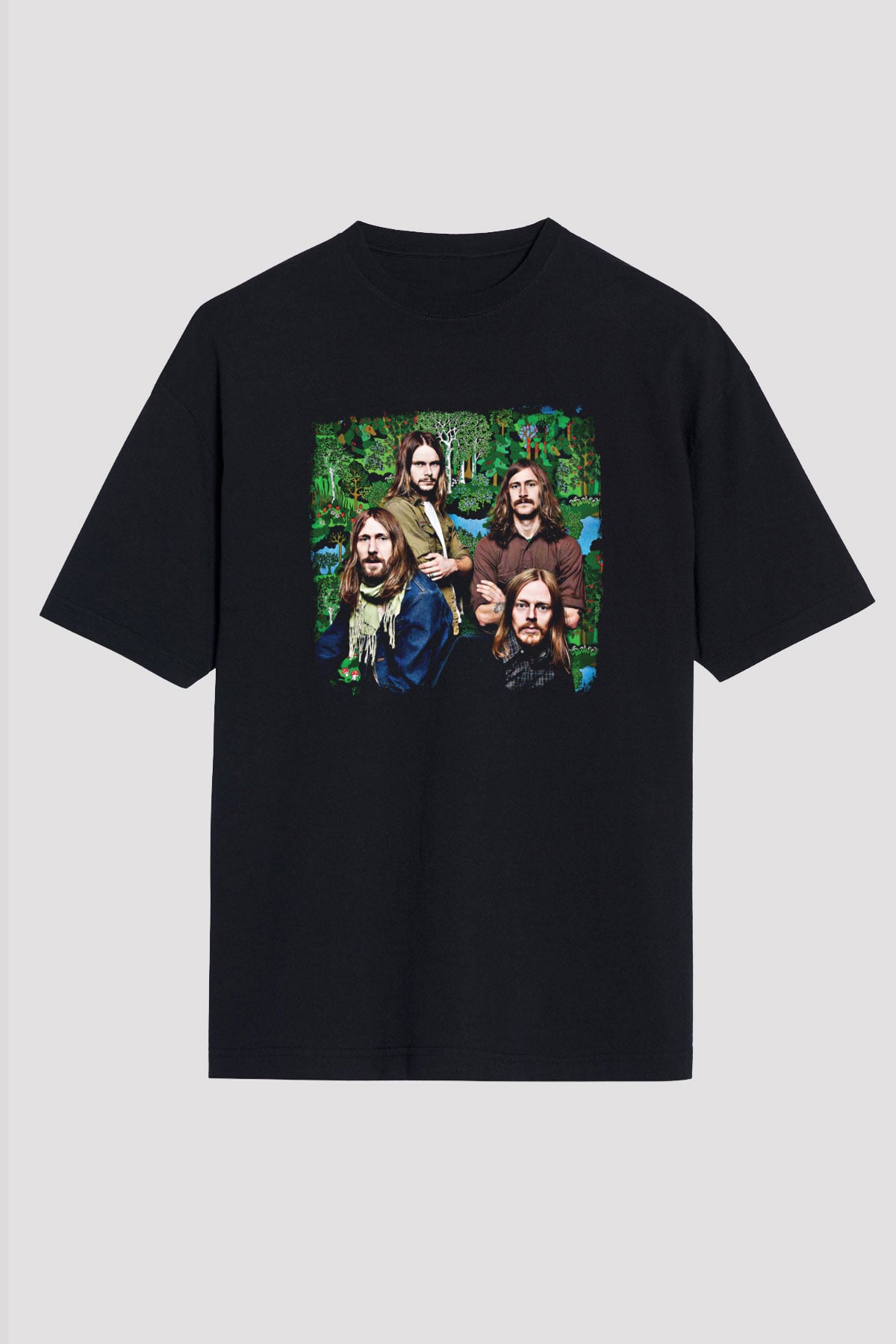 Graveyard Baskılı Unisex Siyah Oversize Tişört