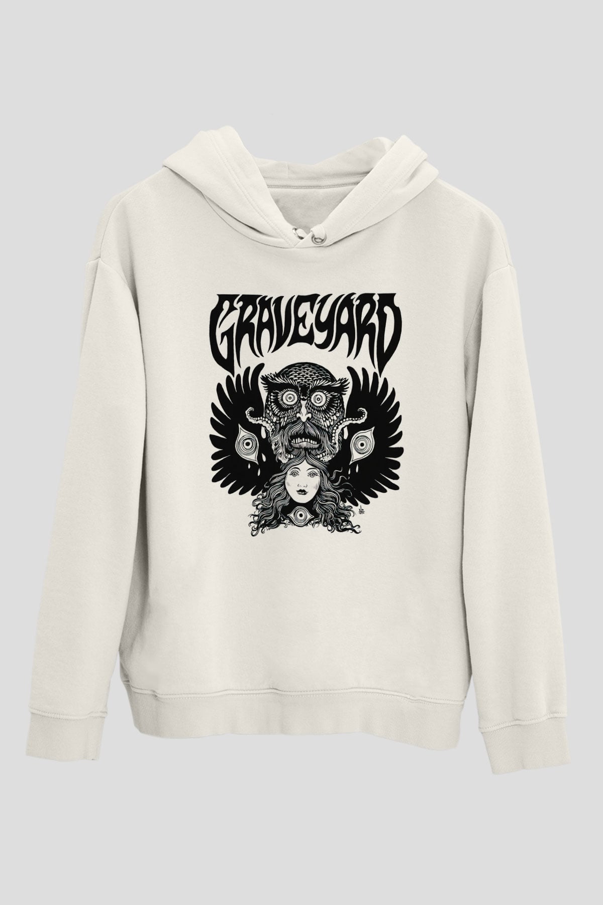 Graveyard Beyaz Unisex Kapşonlu Sweatshirt