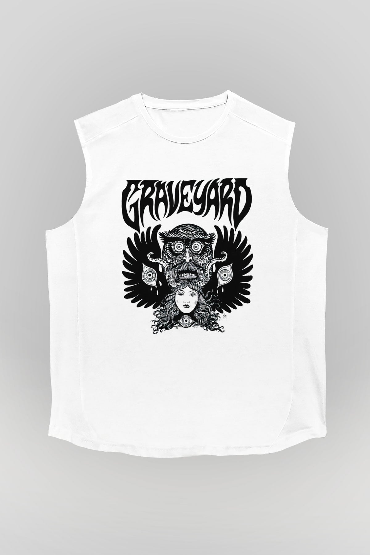 Graveyard Beyaz Unisex Kolsuz Tişört