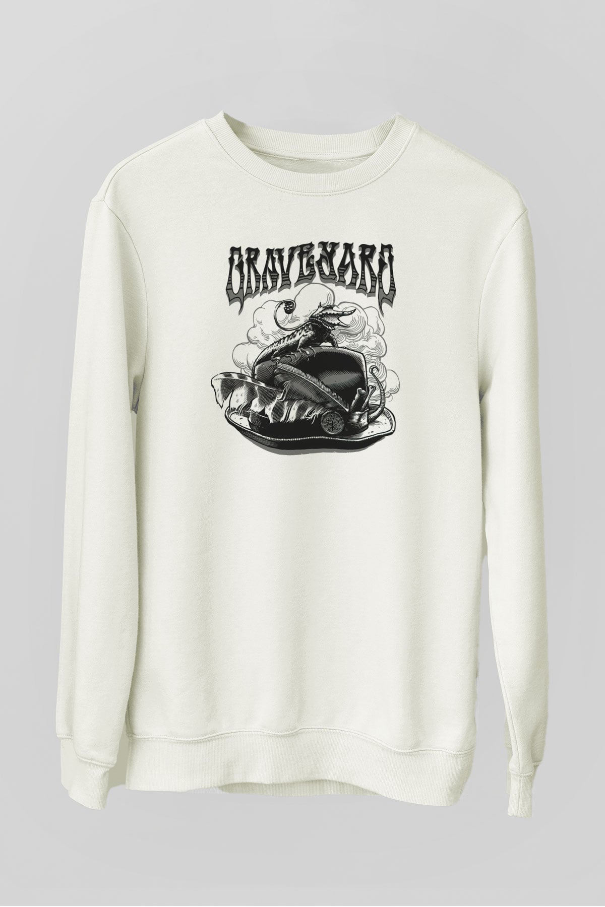 Graveyard Beyaz Unisex Sweatshirt