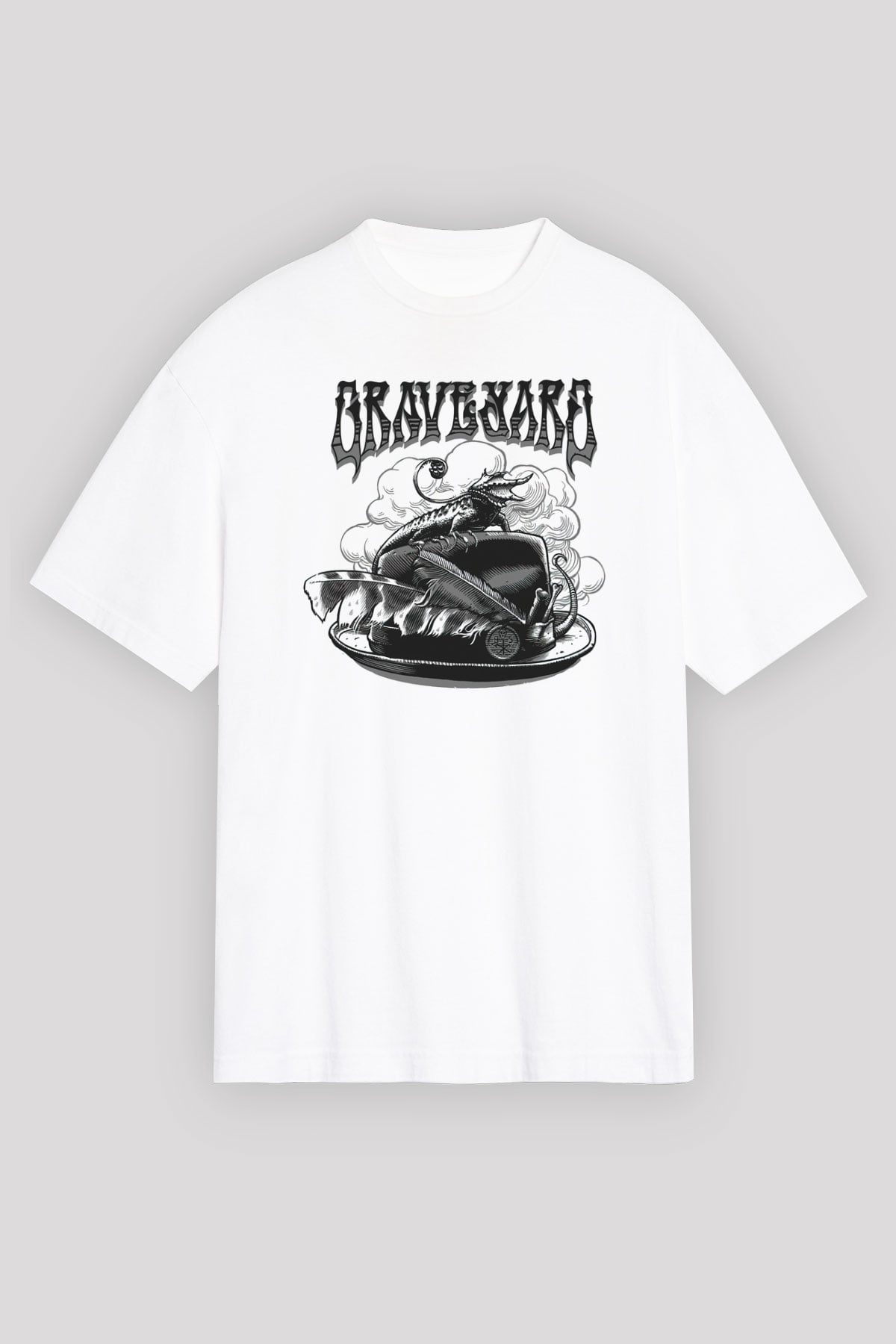 Graveyard Beyaz Unisex Tişört T-Shirt - TişörtFabrikası