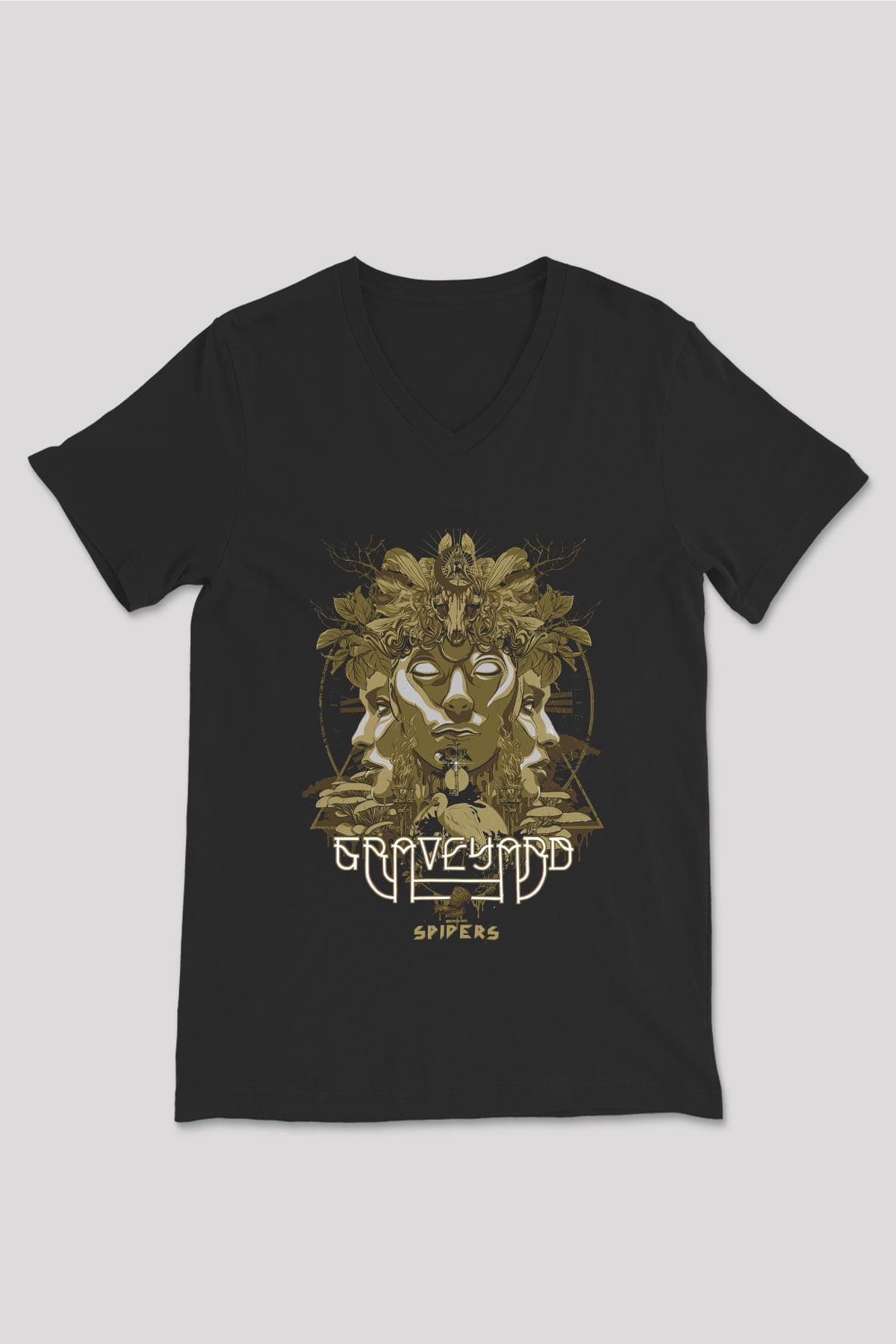 Graveyard Siyah Unisex V Yaka Tişört T-Shirt