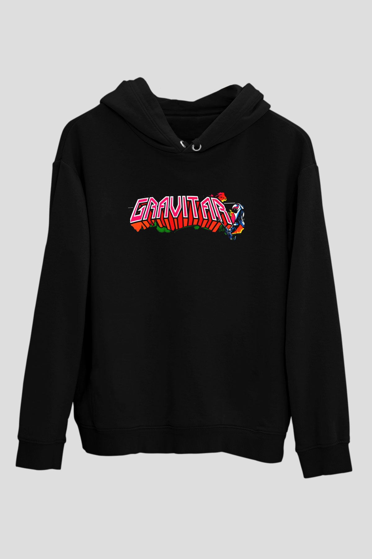 Gravitar Siyah Unisex Kapüşonlu Sweatshirt