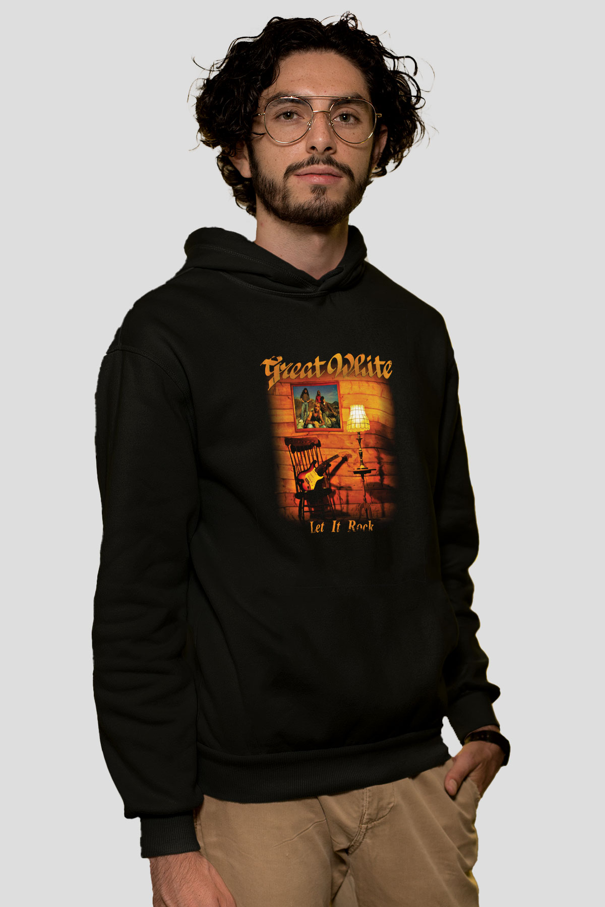 Great White Baskılı Unisex Siyah Hoodie