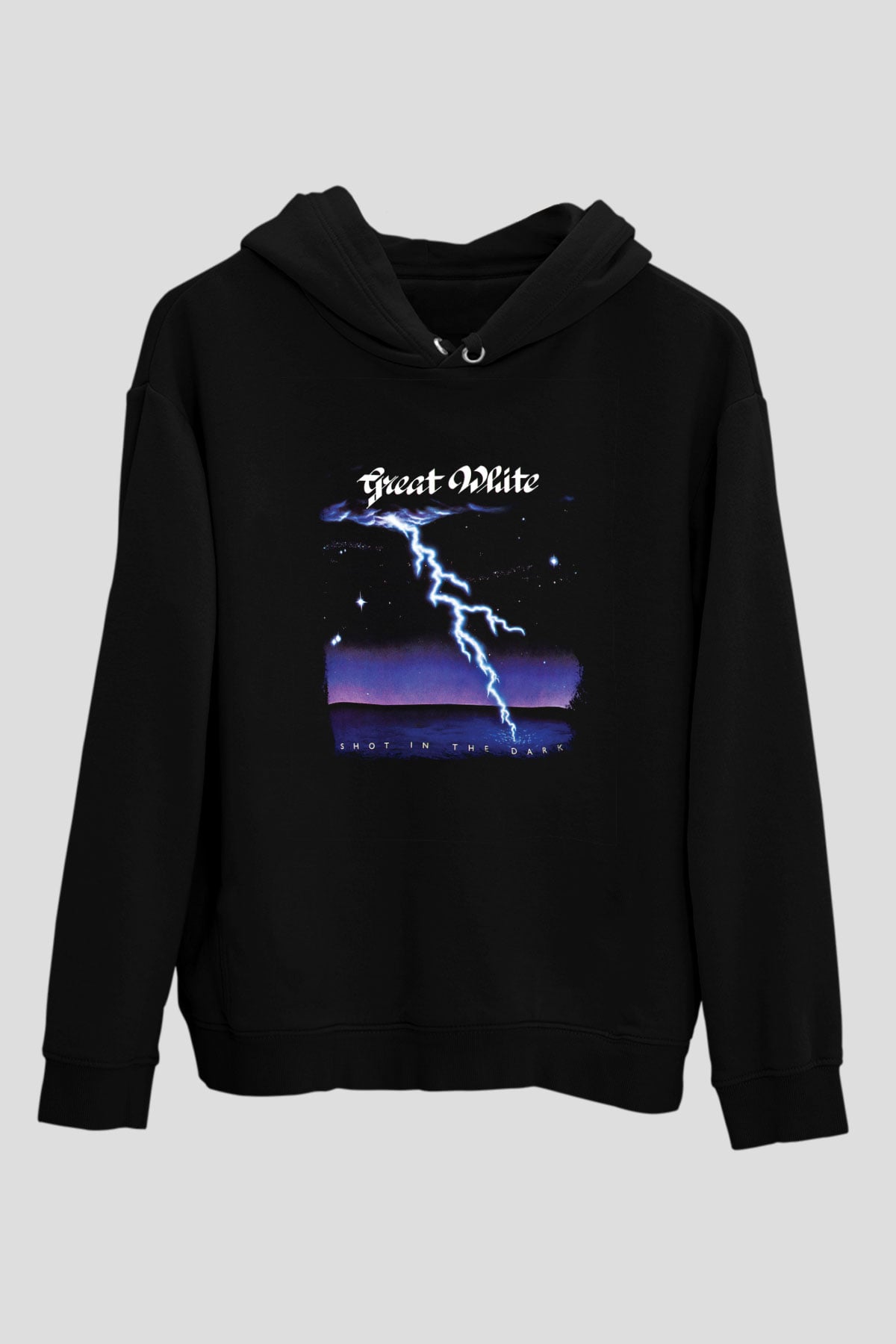 Great White Baskılı Unisex Siyah Hoodie