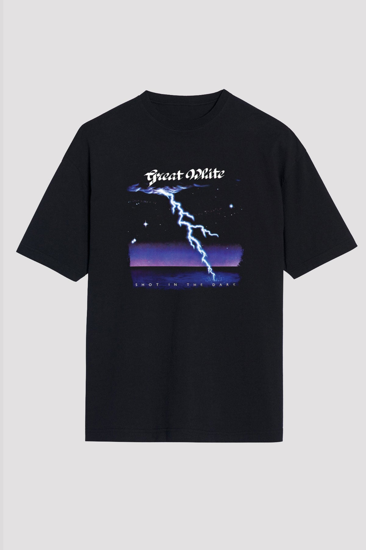 Great White Baskılı Unisex Siyah Oversize Tişört