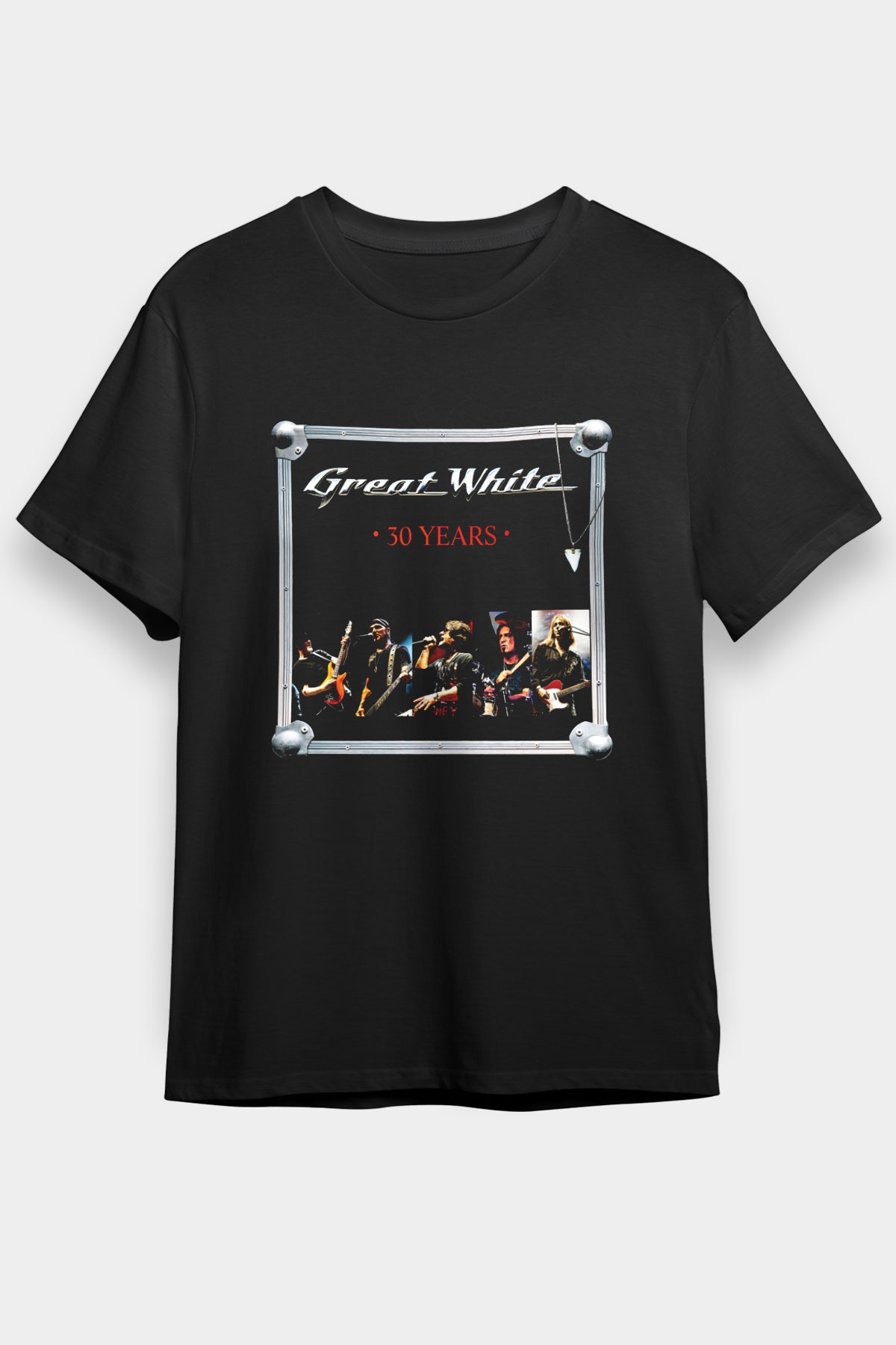 Great White Baskılı Unisex Siyah Tişört