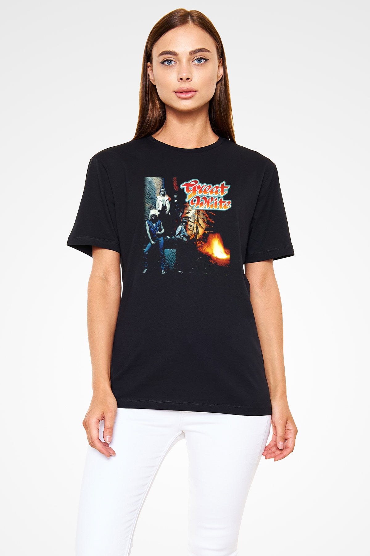 Great White Siyah Unisex Tişört T-Shirt - TişörtFabrikası