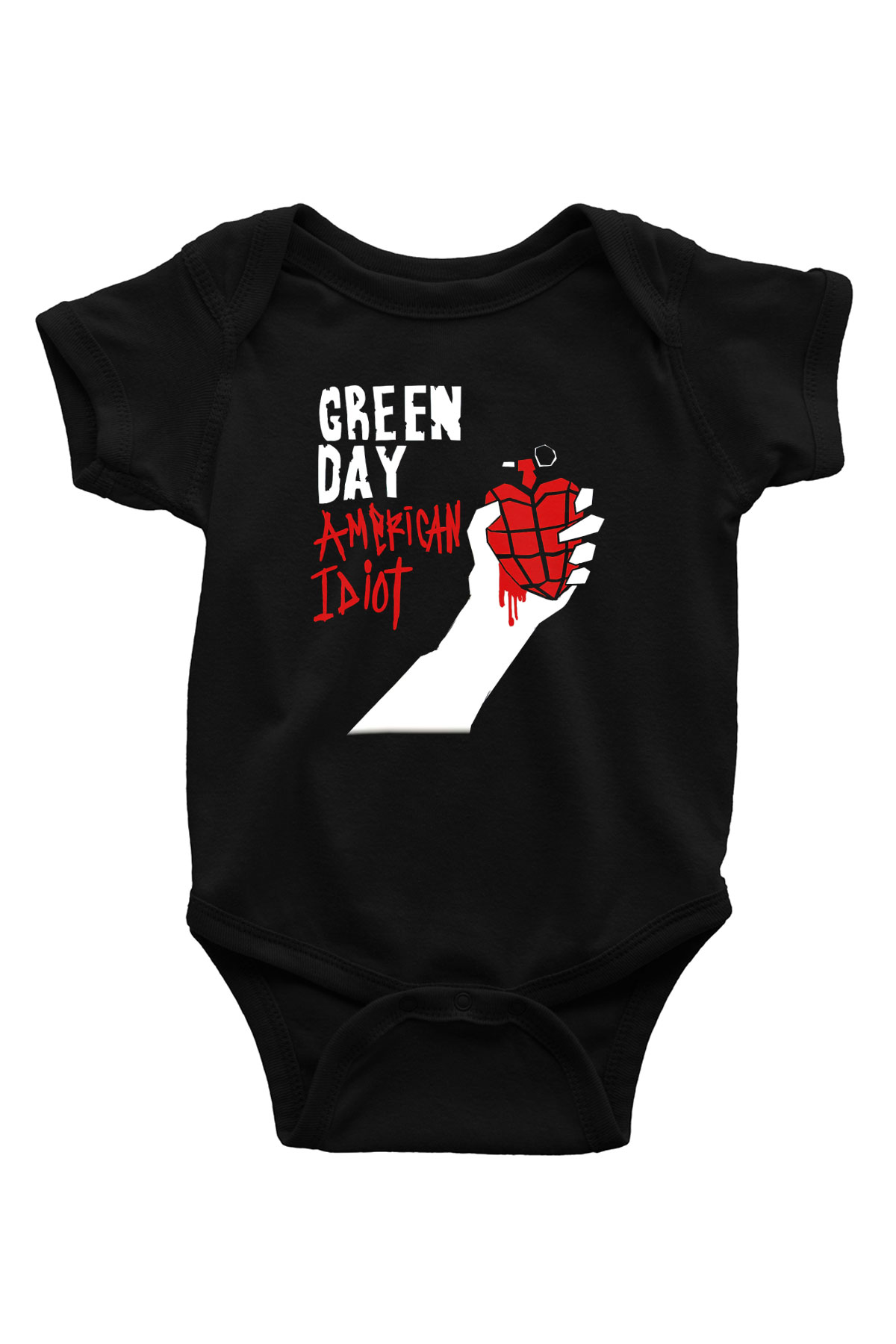 Green Day Baskılı Siyah Bebek Body - Zıbın