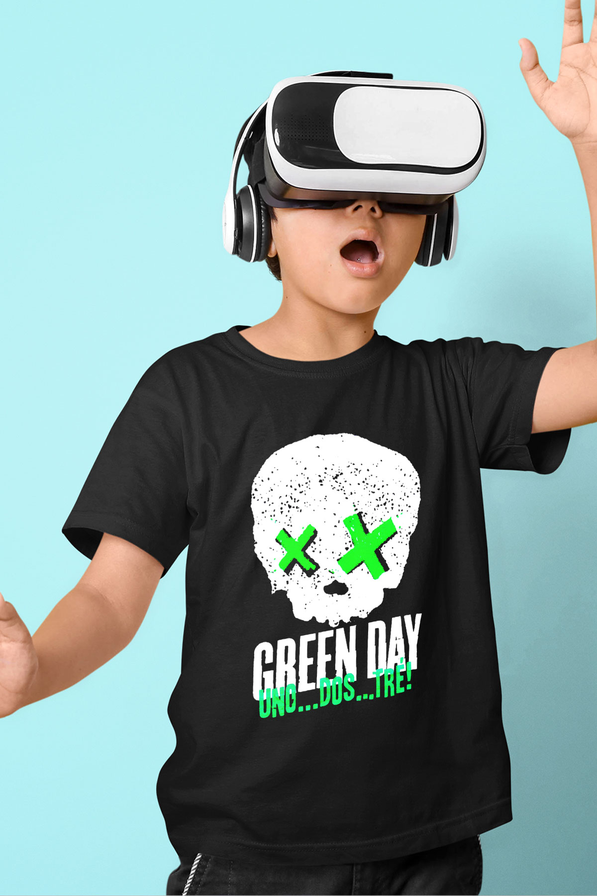 Green Day Baskılı Siyah Unisex Çocuk Tişört