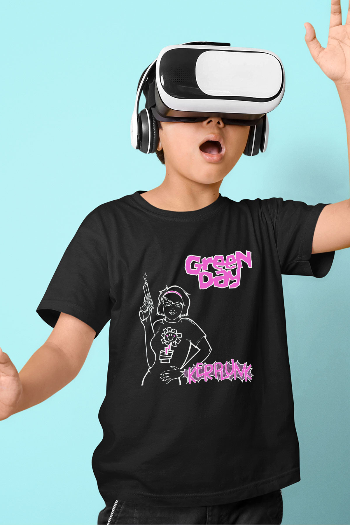 Green Day Baskılı Siyah Unisex Çocuk Tişört
