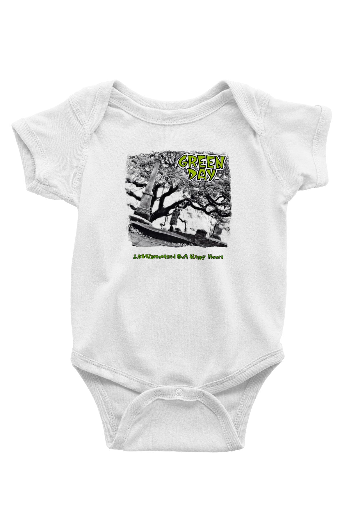 Green Day Baskılı Unisex Beyaz Bebek Body - Zıbın