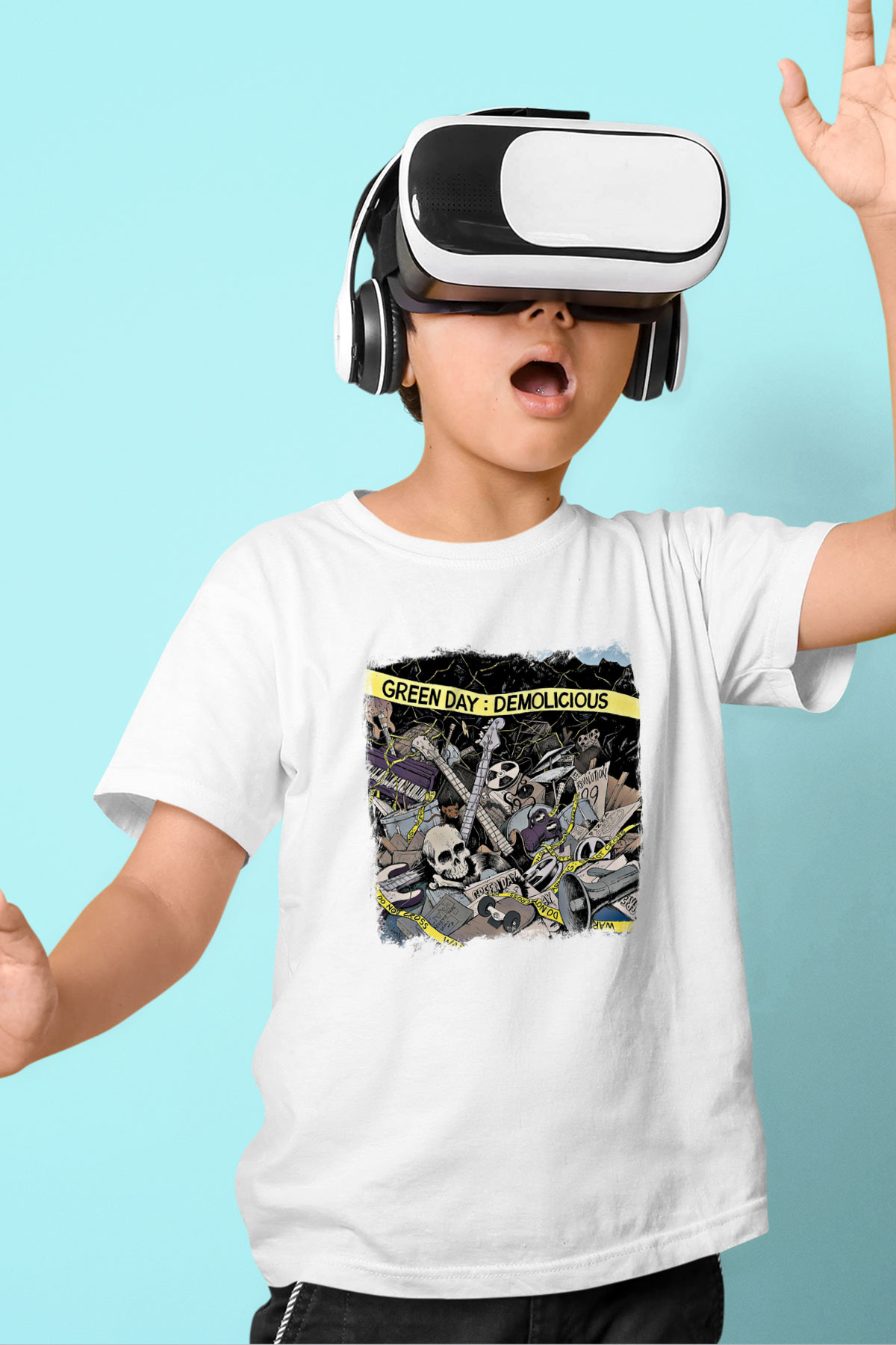 Green Day Baskılı Unisex Beyaz Çocuk Tişört