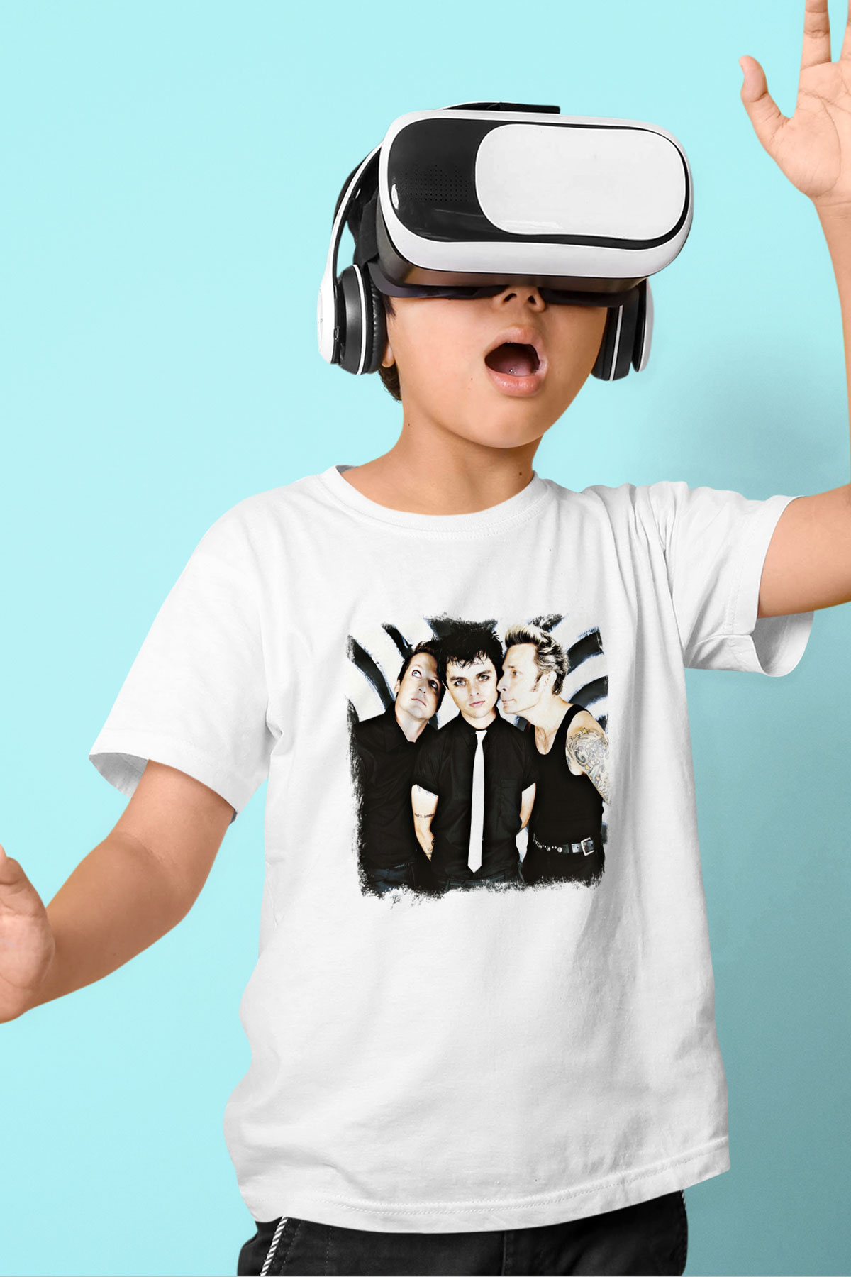 Green Day Baskılı Unisex Beyaz Çocuk Tişört