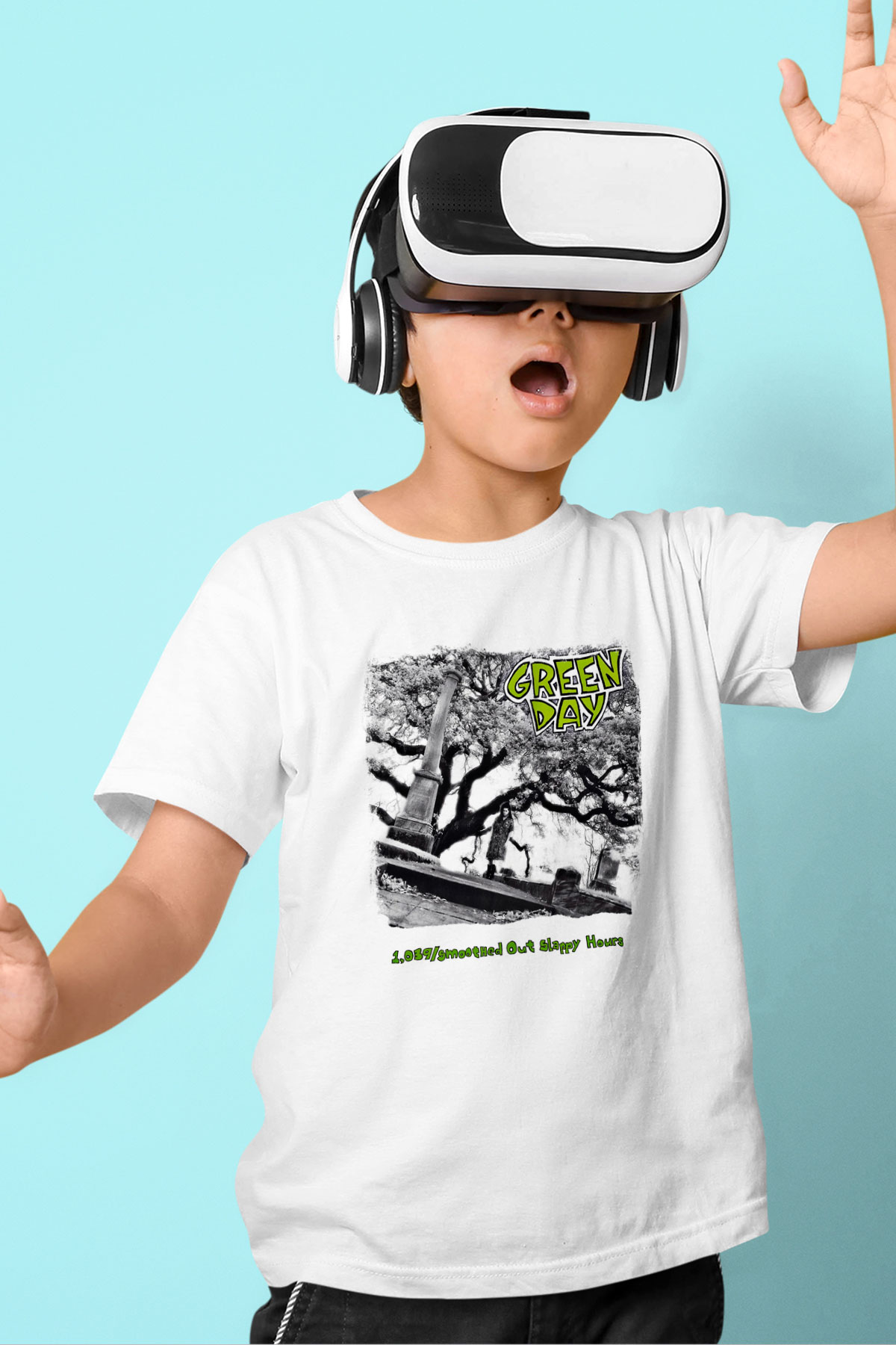 Green Day Baskılı Unisex Beyaz Çocuk Tişört