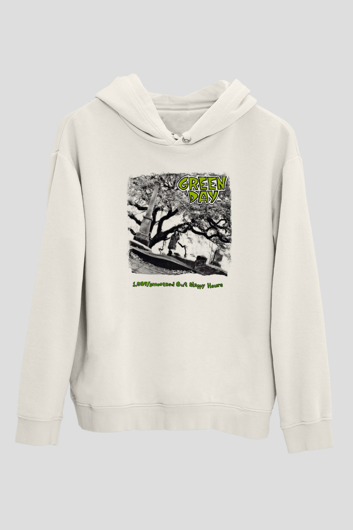Green Day Baskılı Unisex Beyaz Hoodie
