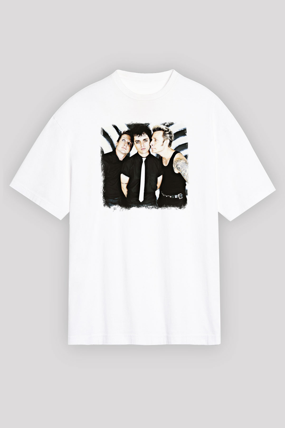 Green Day Baskılı Unisex Beyaz Oversize Tişört