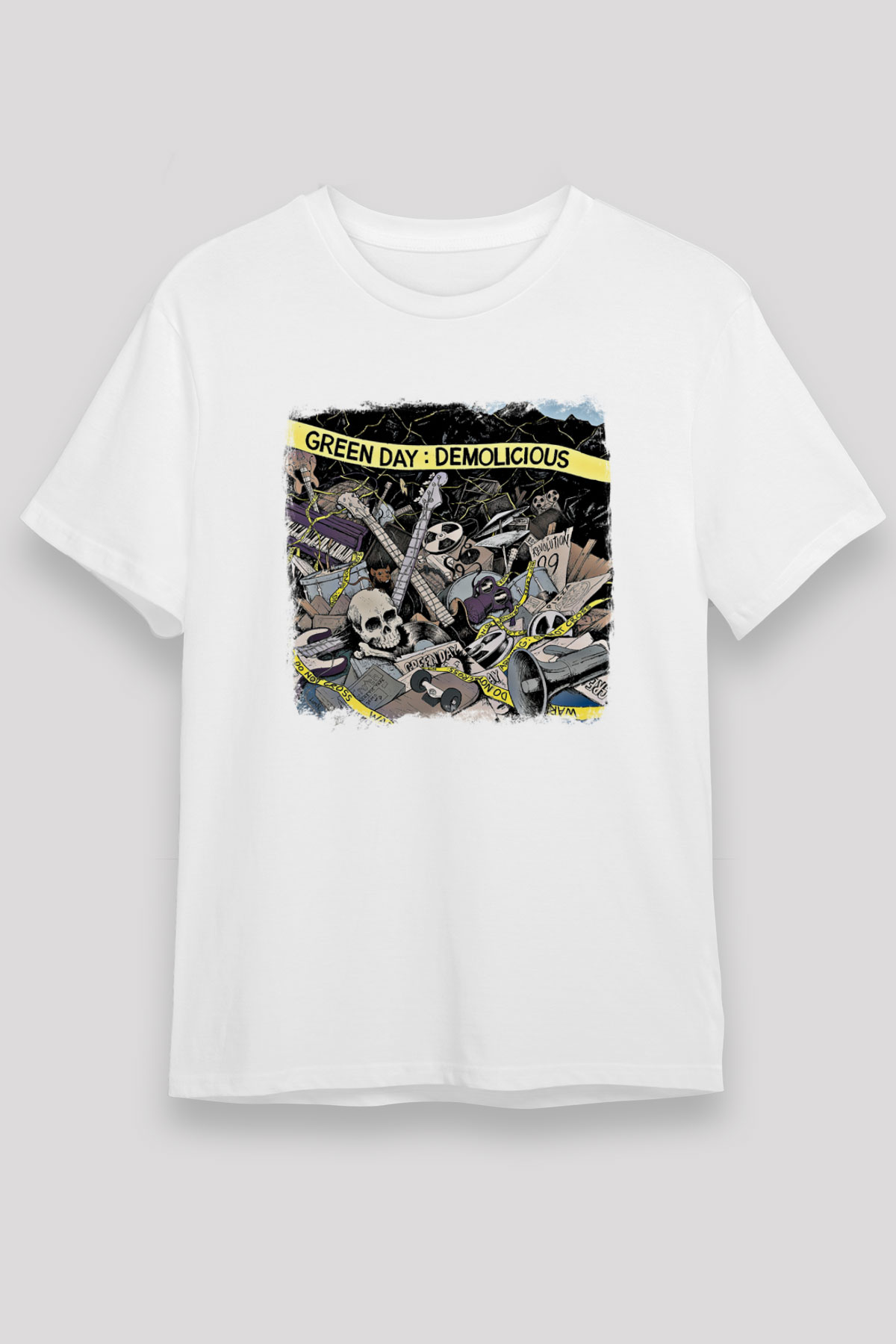 Green Day Baskılı Unisex Beyaz Tişört
