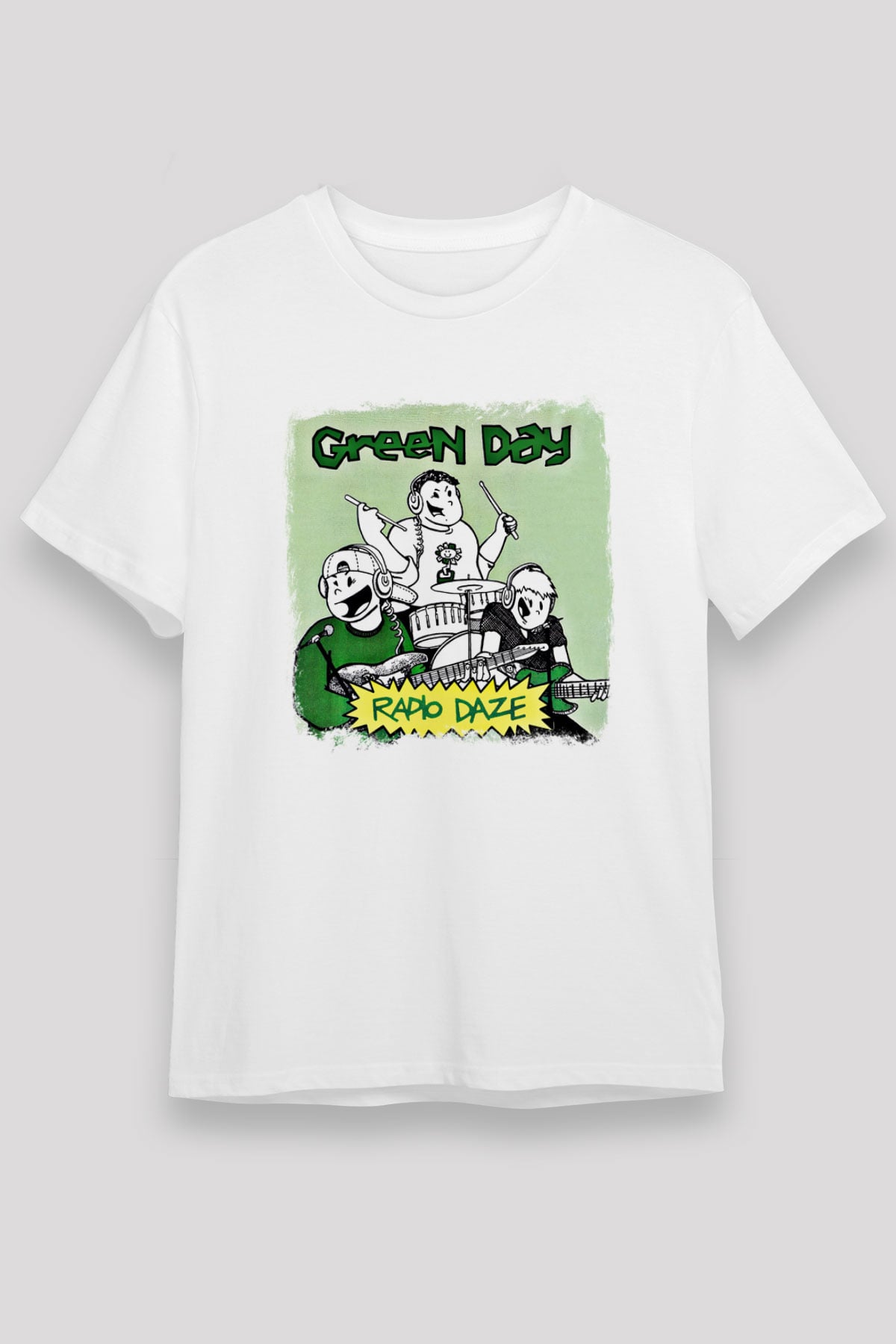Green Day Baskılı Unisex Beyaz Tişört