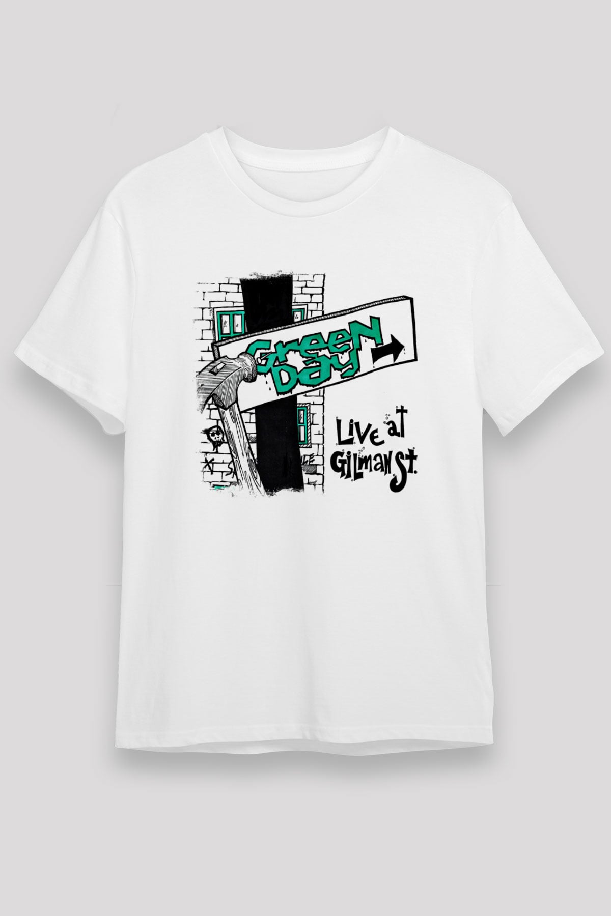 Green Day Baskılı Unisex Beyaz Tişört