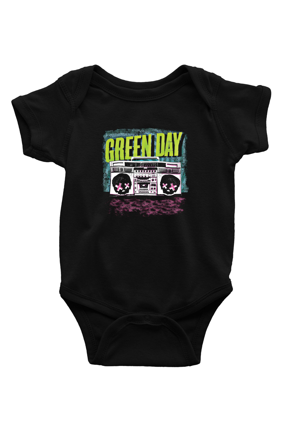 Green Day Baskılı Unisex Siyah Bebek Body - Zıbın