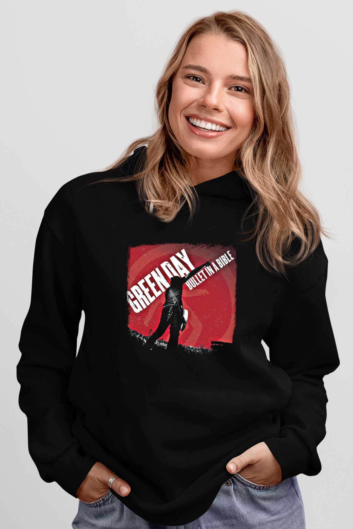 Green Day Baskılı Unisex Siyah Hoodie