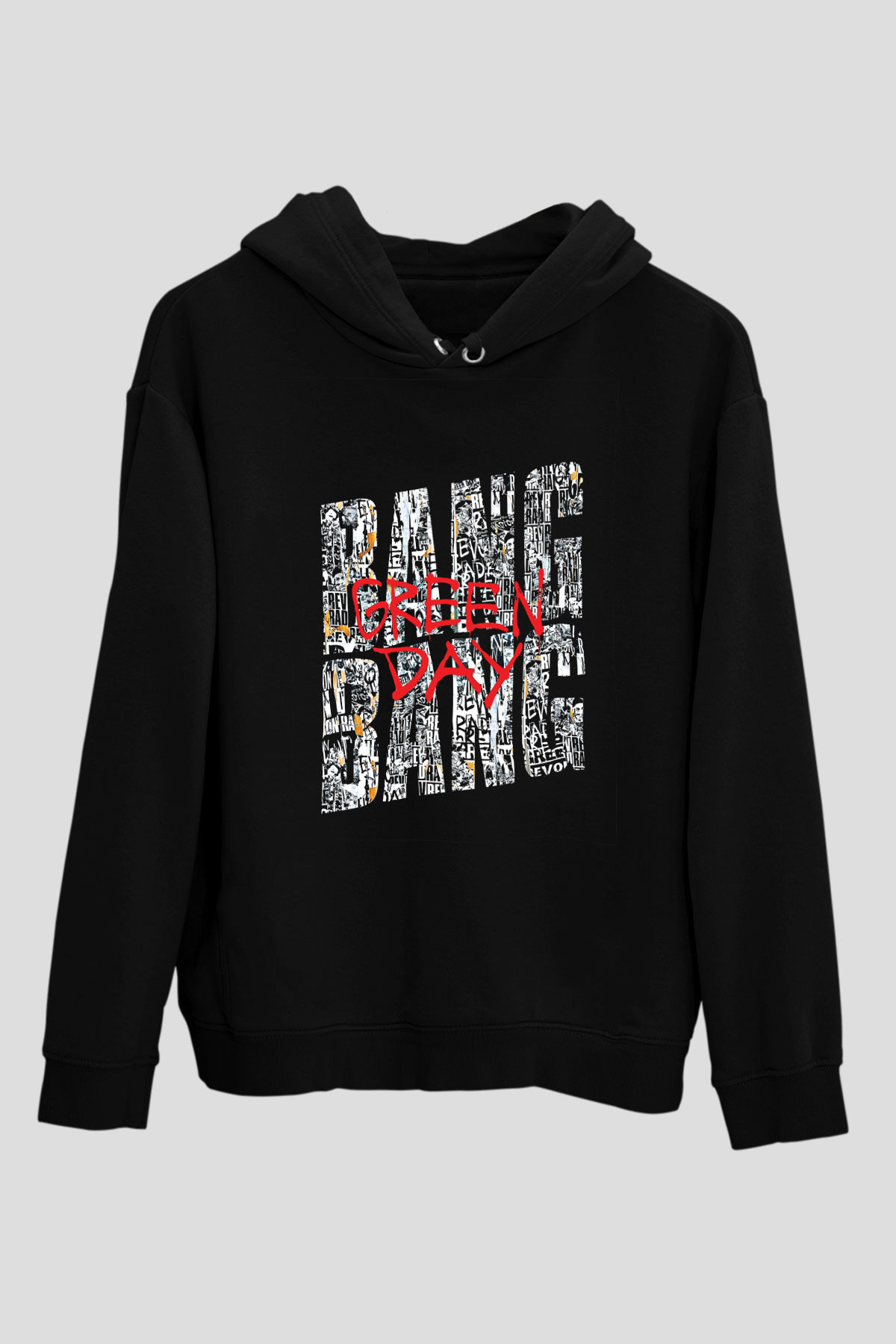 Green Day Baskılı Unisex Siyah Hoodie