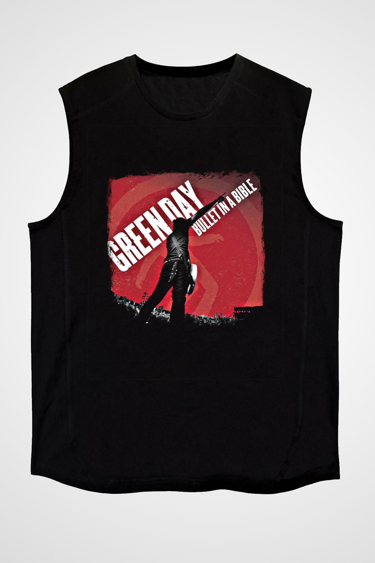Green Day Baskılı Unisex Siyah Kolsuz Tişört