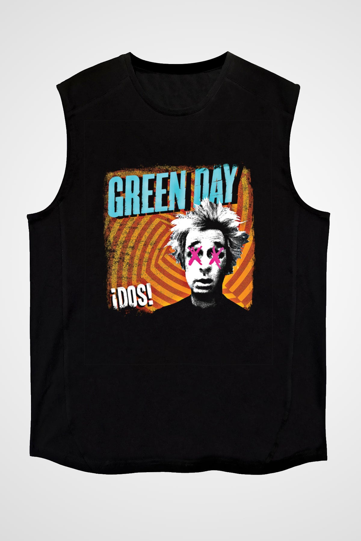 Green Day Baskılı Unisex Siyah Kolsuz Tişört