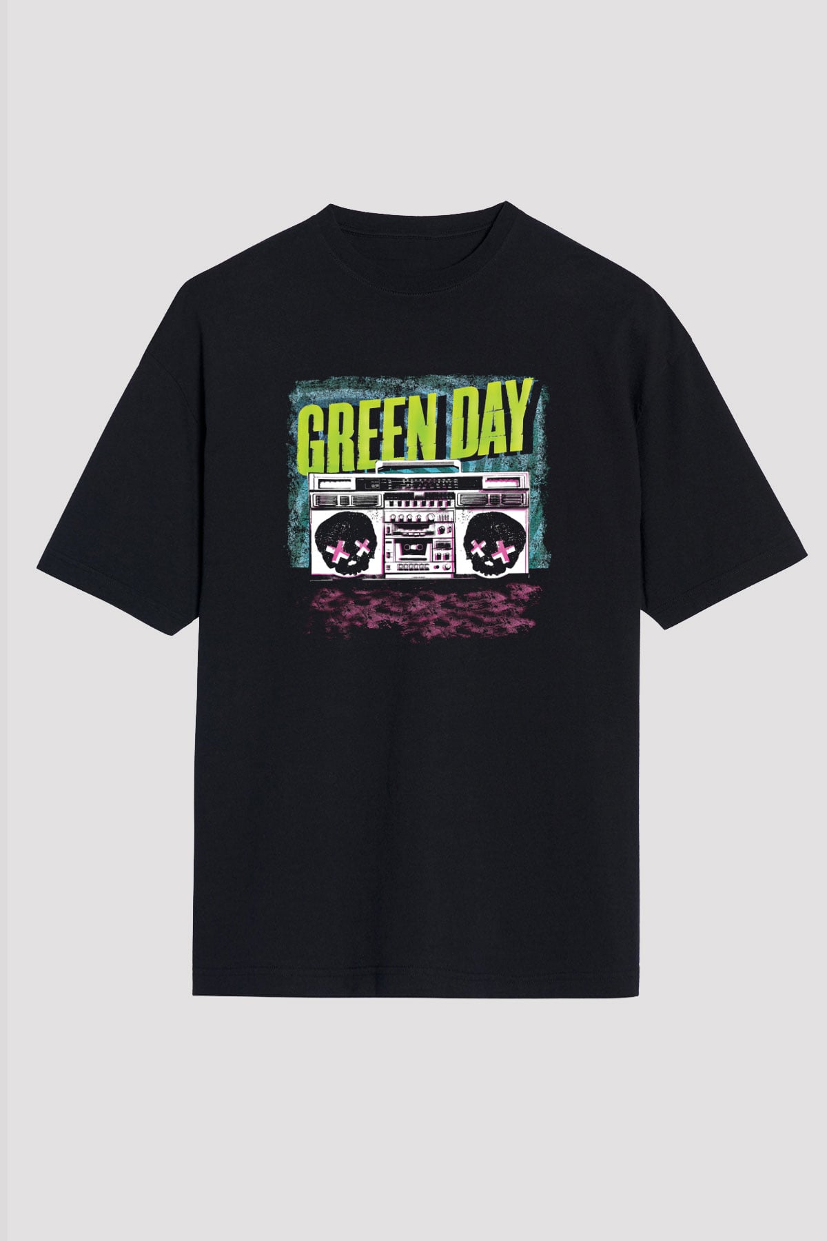 Green Day Baskılı Unisex Siyah Oversize Tişört