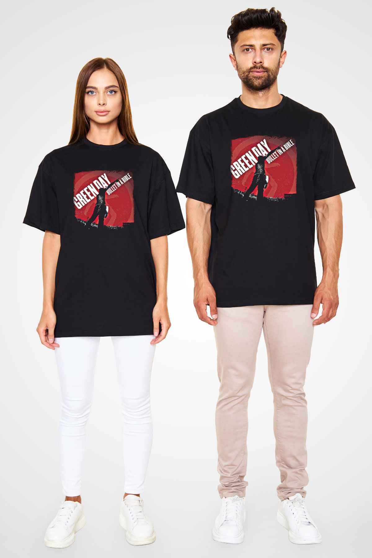 Green Day Baskılı Unisex Siyah Oversize Tişört