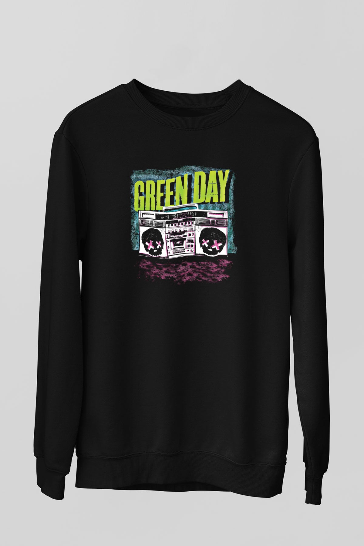 Green Day Baskılı Unisex Siyah Sweatshirt