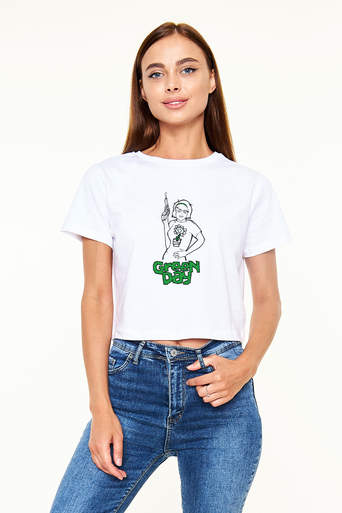 Green Day Beyaz Croptop Tişört