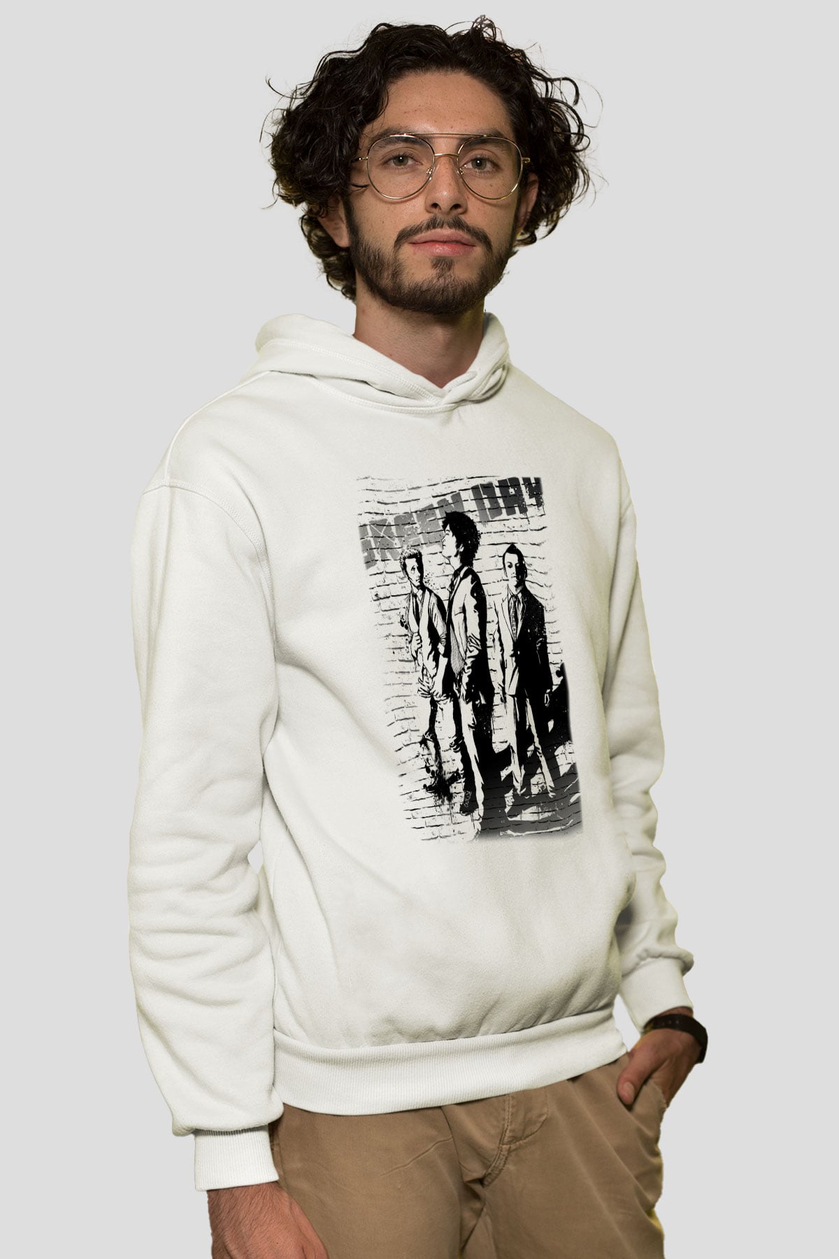 Green Day Beyaz Unisex Kapüşonlu Sweatshirt