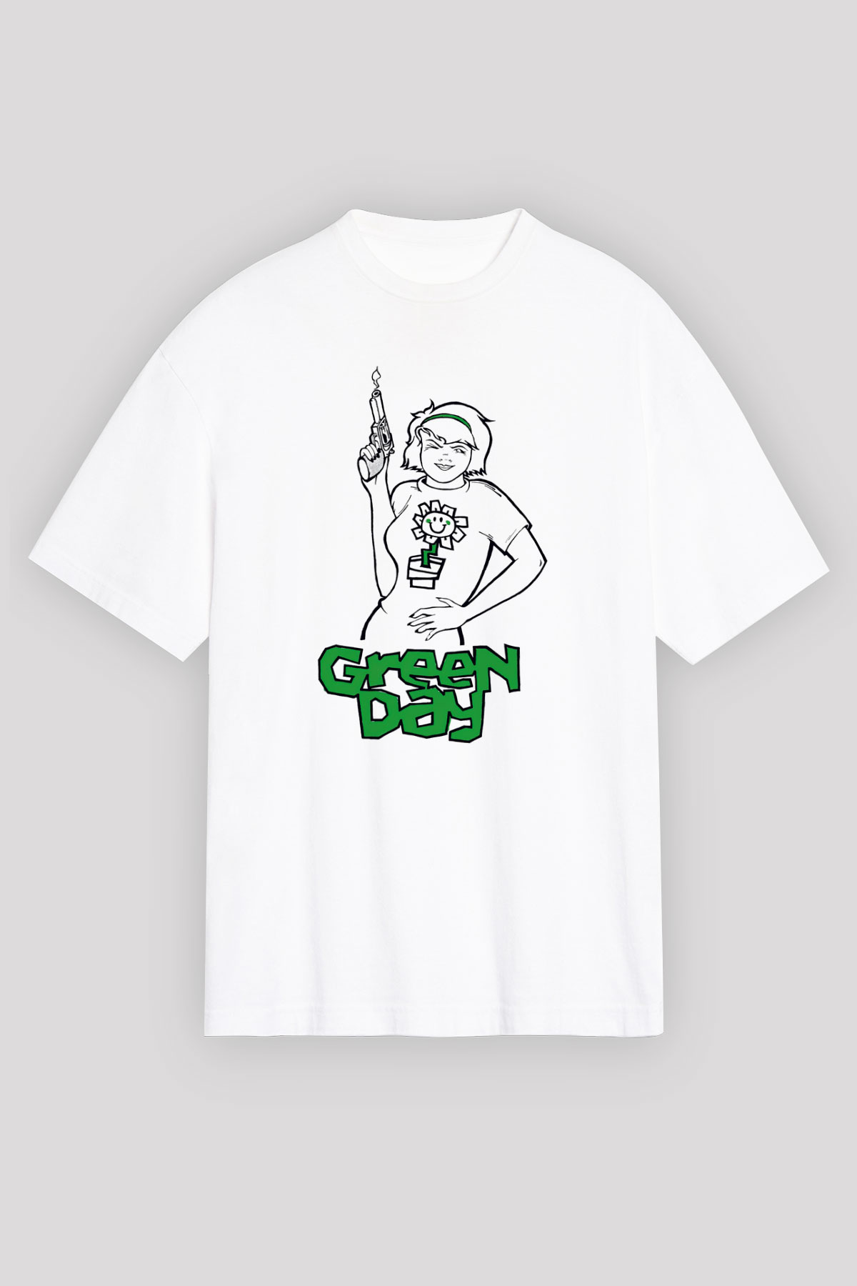 Green Day Beyaz Unisex Oversize Tişört T-Shirt