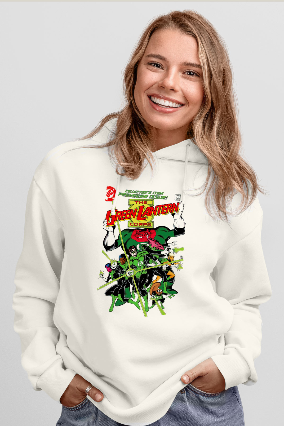Green Lantern Beyaz Unisex Hoodie