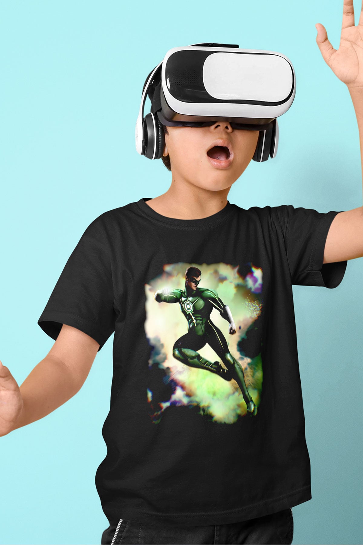 Green Lantern Siyah Unisex  Çocuk Tişört