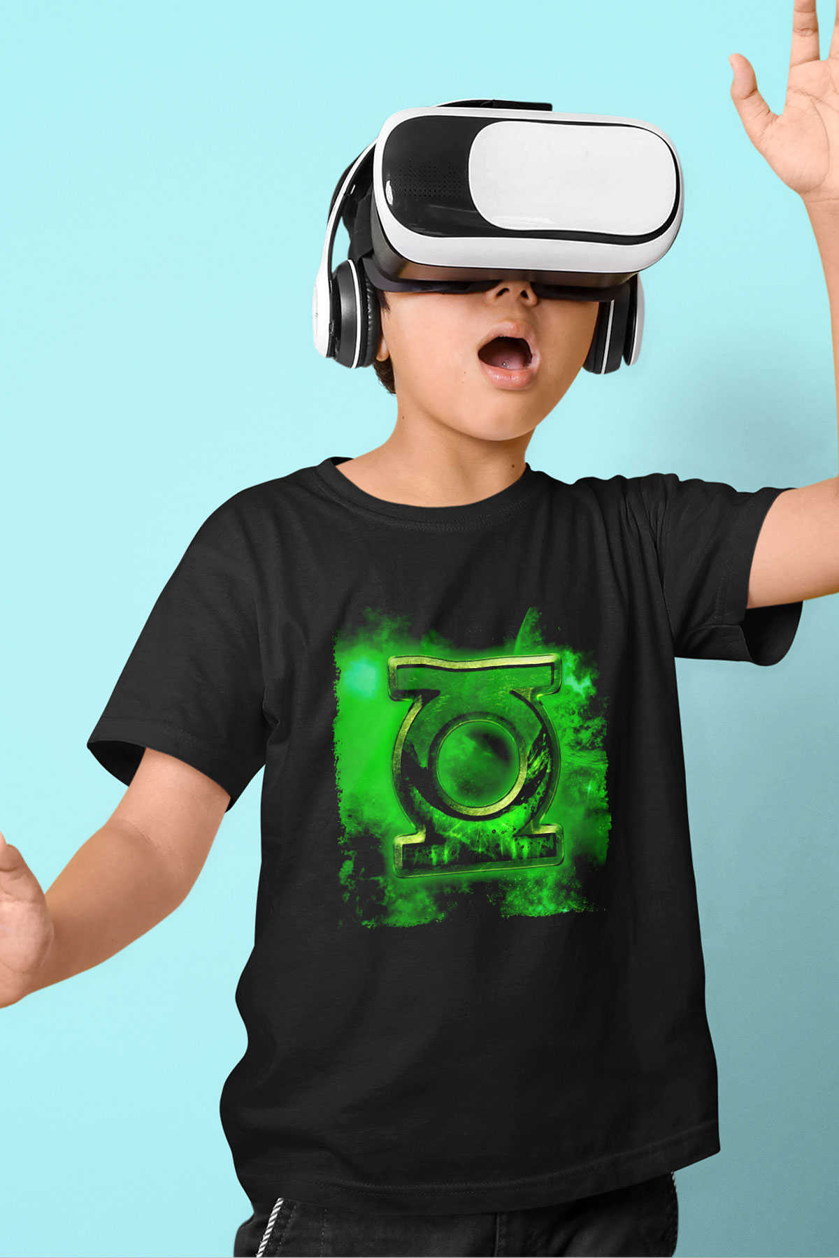 Green Lantern Siyah Unisex  Çocuk Tişört