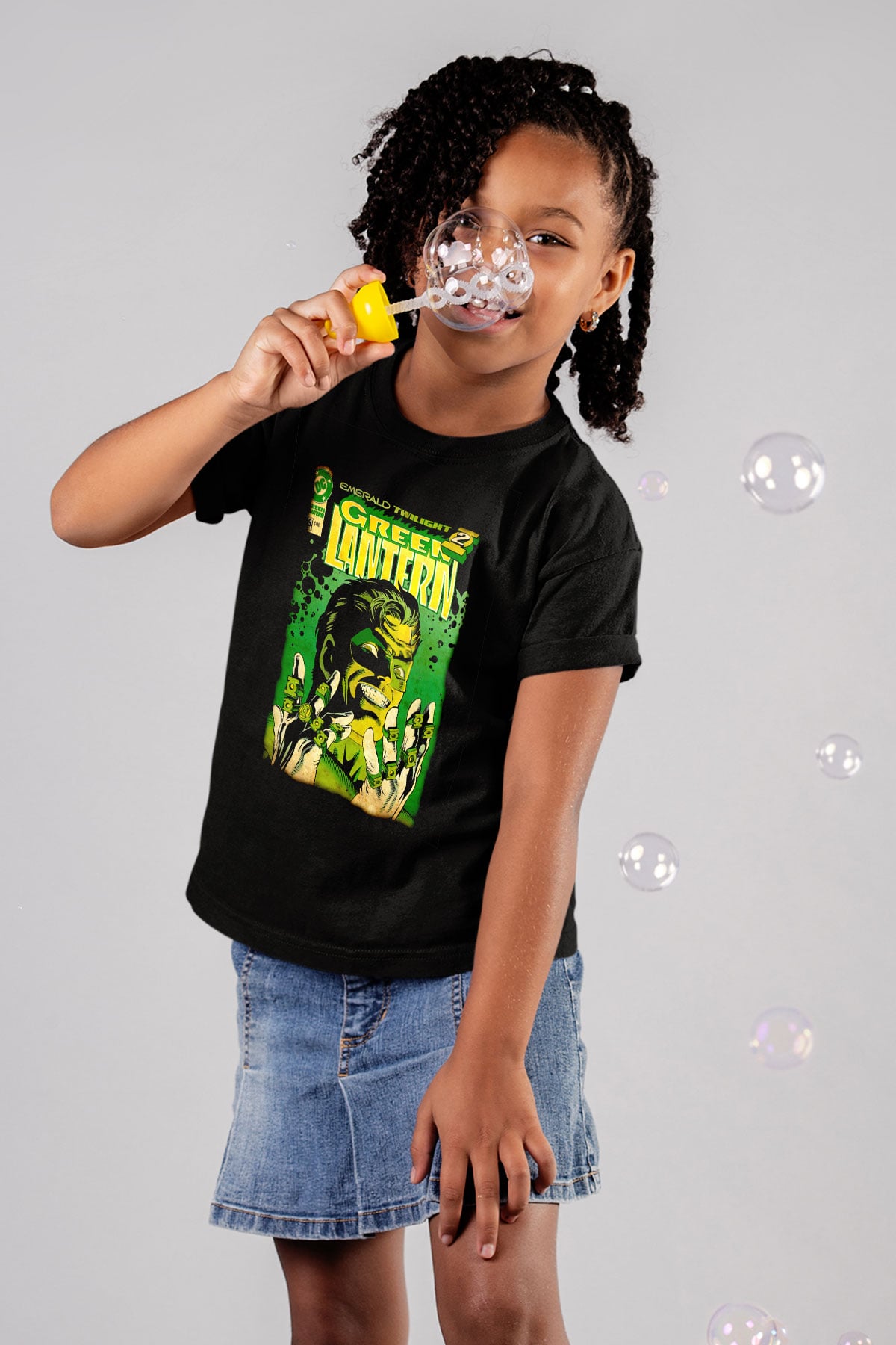 Green Lantern Siyah Unisex  Çocuk Tişört