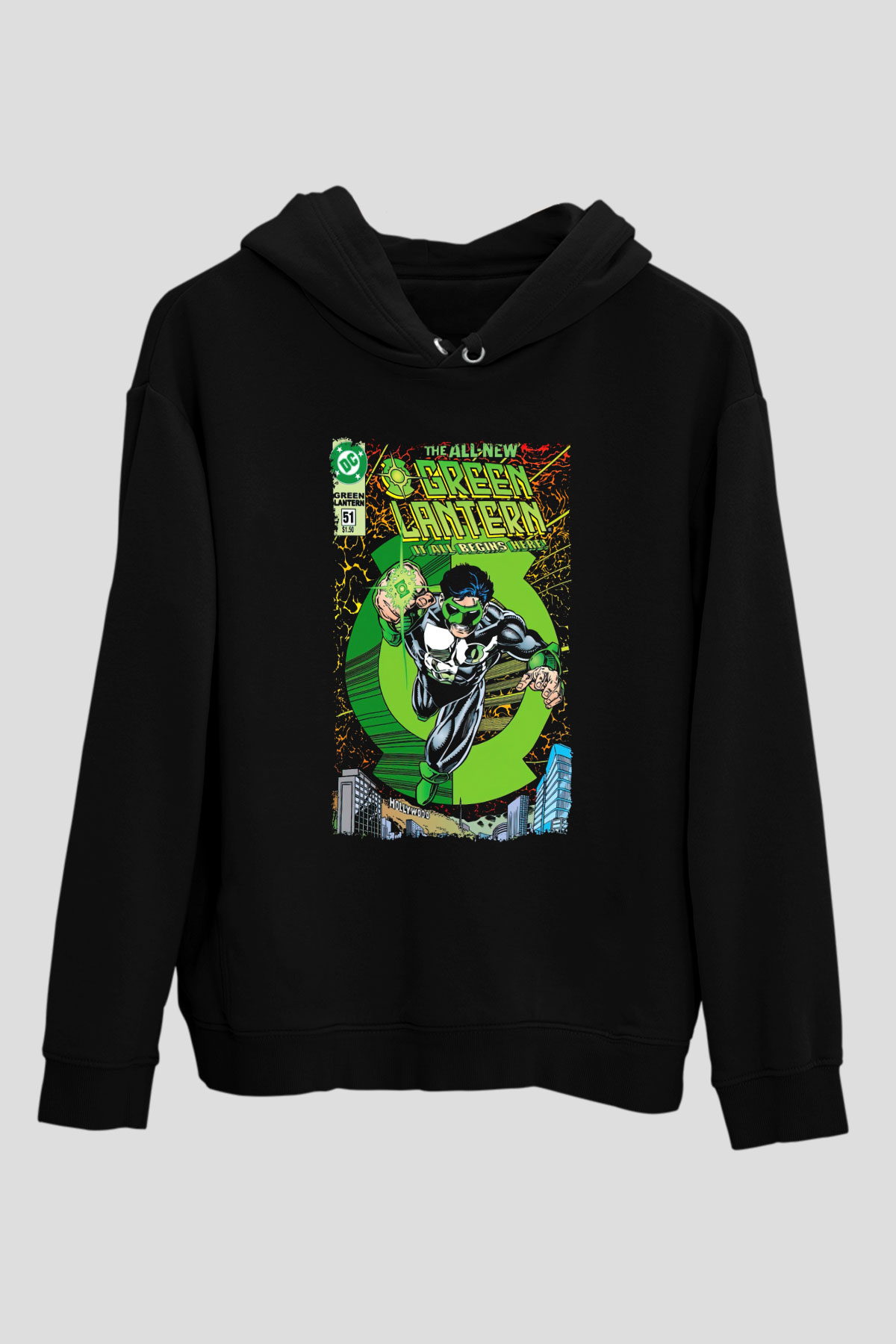 Green Lantern Siyah Unisex Hoodie